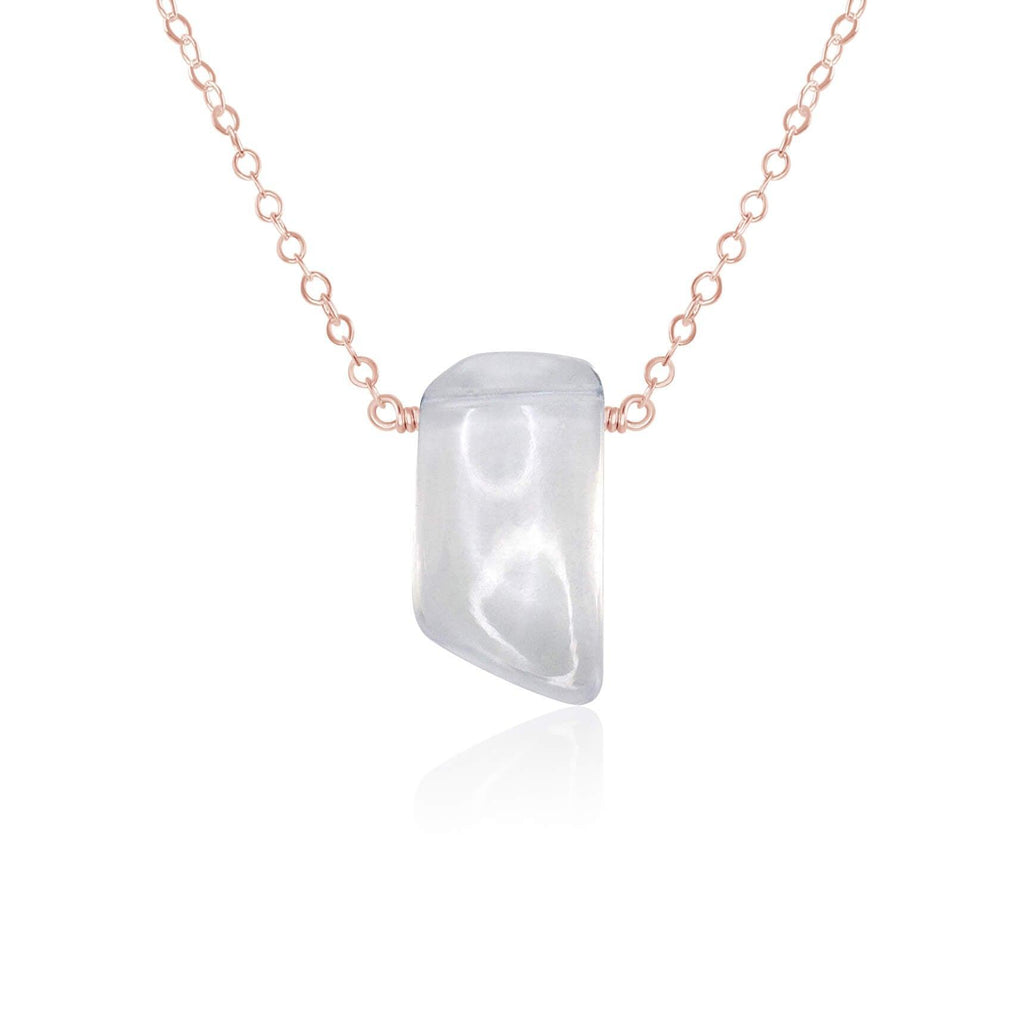 Small Smooth Clear Crystal Quartz Crystal Slab Necklace - Small Smooth Clear Crystal Quartz Crystal Slab Necklace - 14k Rose Gold Fill - Luna Tide Handmade Crystal Jewellery