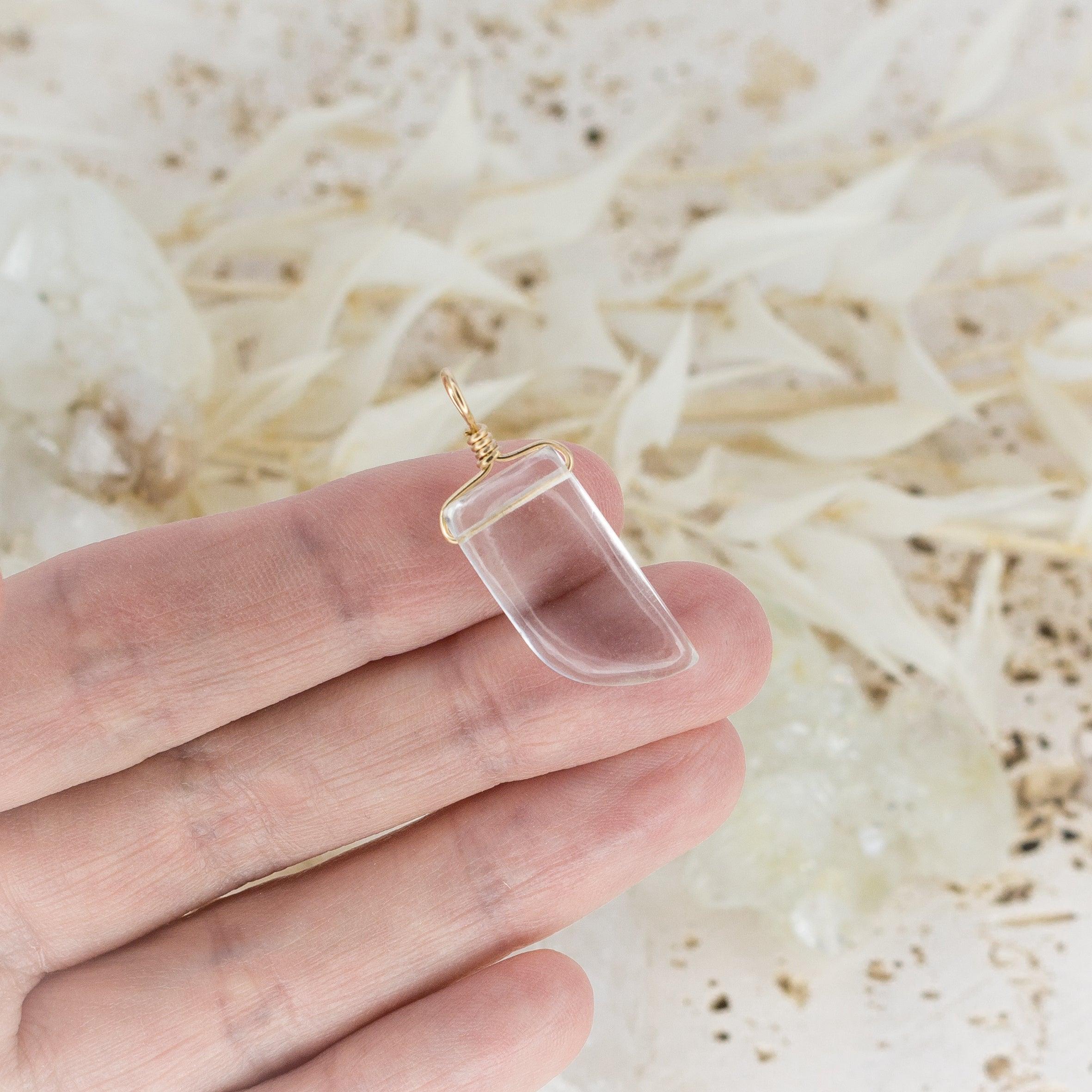 Small Smooth Crystal Quartz Crystal Pendant with Gentle Point - Small Smooth Crystal Quartz Crystal Pendant with Gentle Point - 14k Gold Fill - Luna Tide Handmade Crystal Jewellery