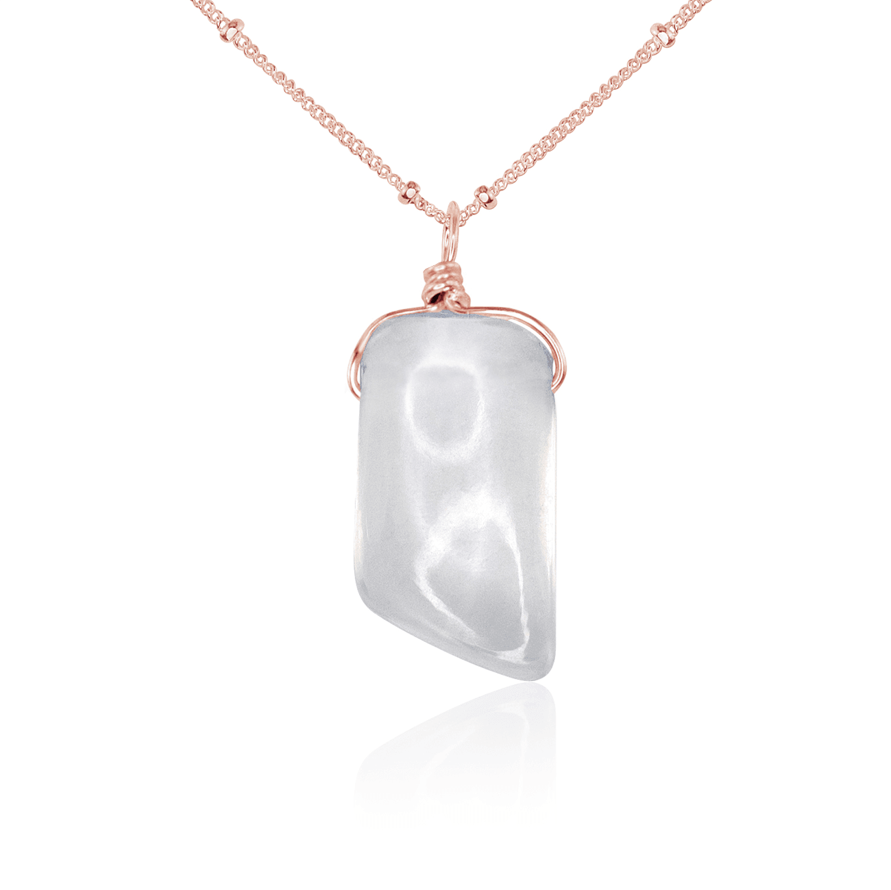 Small Smooth Crystal Quartz Gentle Point Crystal Pendant Necklace - Small Smooth Crystal Quartz Gentle Point Crystal Pendant Necklace - 14k Rose Gold Fill / Satellite - Luna Tide Handmade Crystal Jewellery