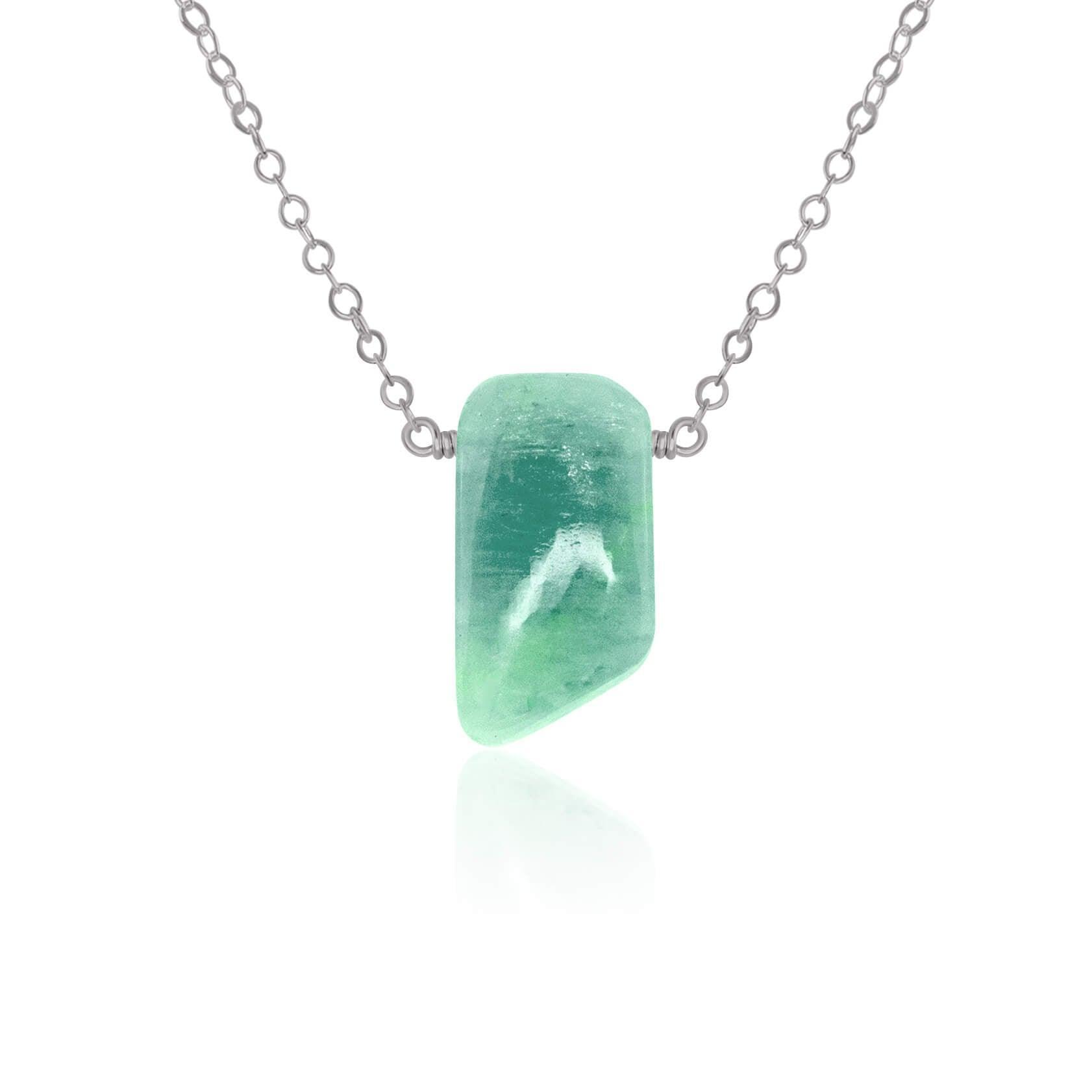Small Smooth Green Amazonite Crystal Slab Necklace - Small Smooth Green Amazonite Crystal Slab Necklace - Stainless Steel - Luna Tide Handmade Crystal Jewellery