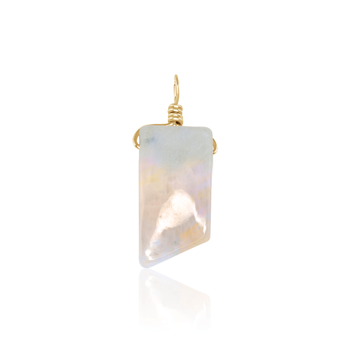 Small Smooth Rainbow Moonstone Crystal Pendant with Gentle Point - Small Smooth Rainbow Moonstone Crystal Pendant with Gentle Point - 14k Gold Fill - Luna Tide Handmade Crystal Jewellery