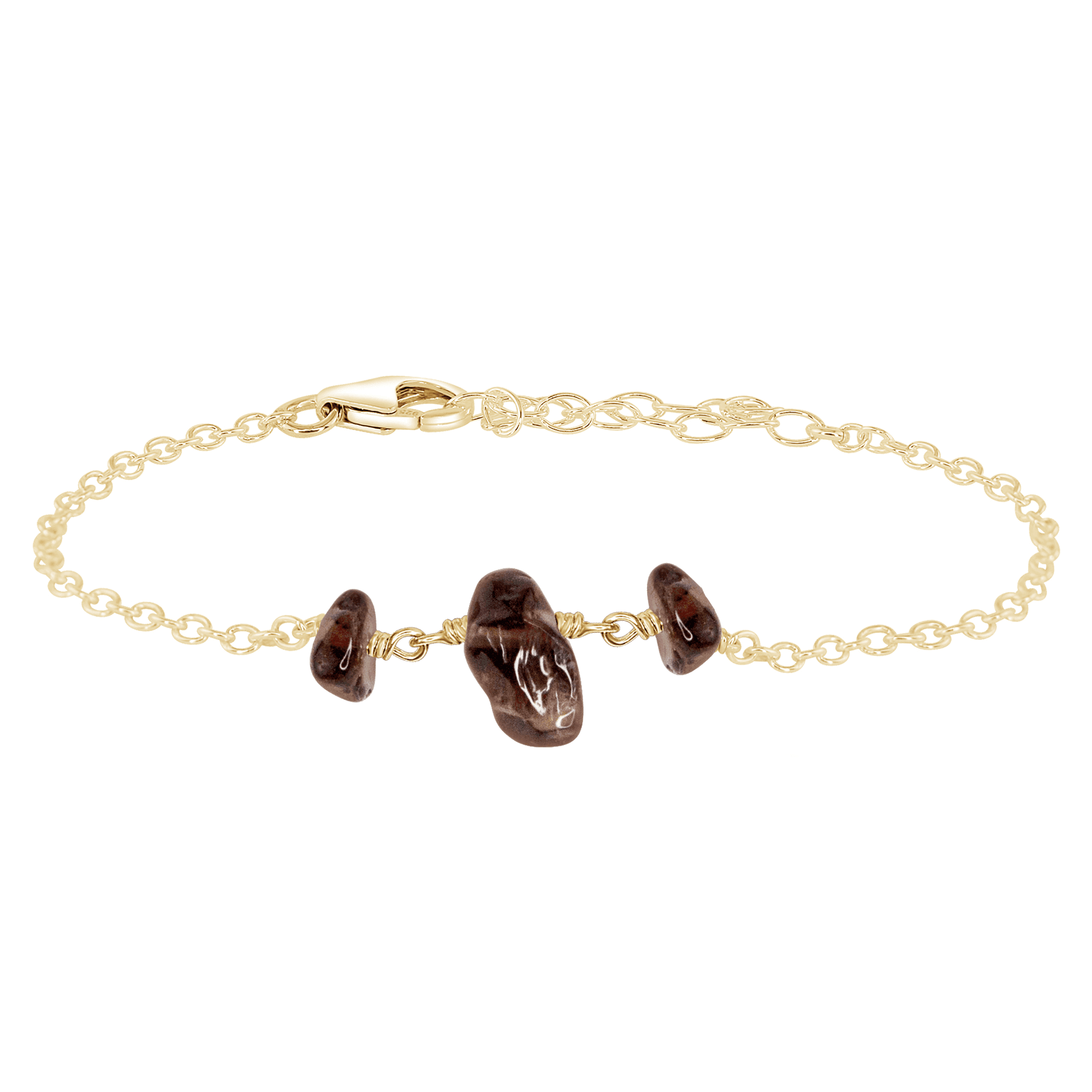 Smoky Quartz Beaded Chain Bracelet - Smoky Quartz Beaded Chain Bracelet - 14k Gold Fill - Luna Tide Handmade Crystal Jewellery