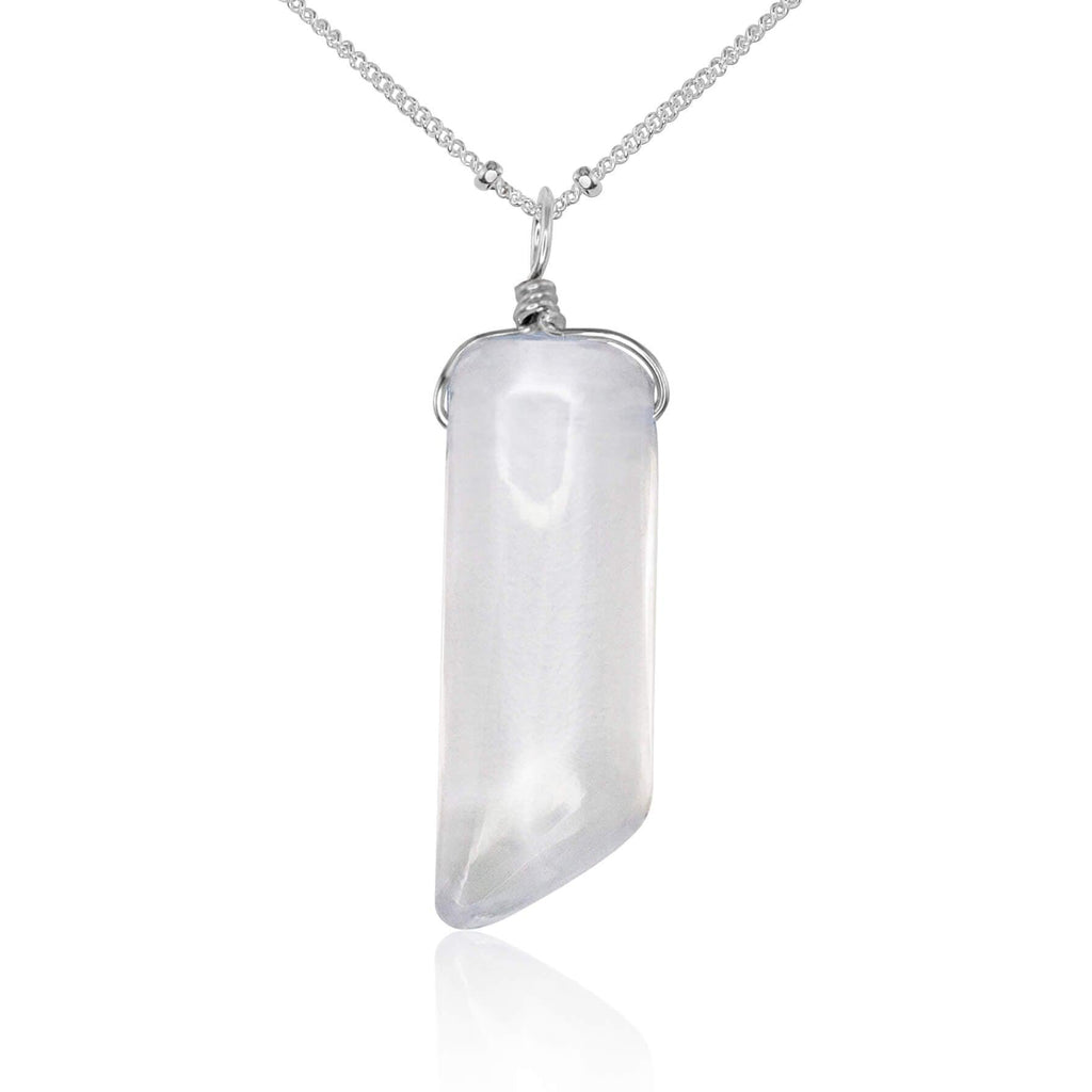 Smooth Crystal Quartz Natural Point Crystal Necklace - Smooth Crystal Quartz Natural Point Crystal Necklace - Sterling Silver / Satellite - Luna Tide Handmade Crystal Jewellery