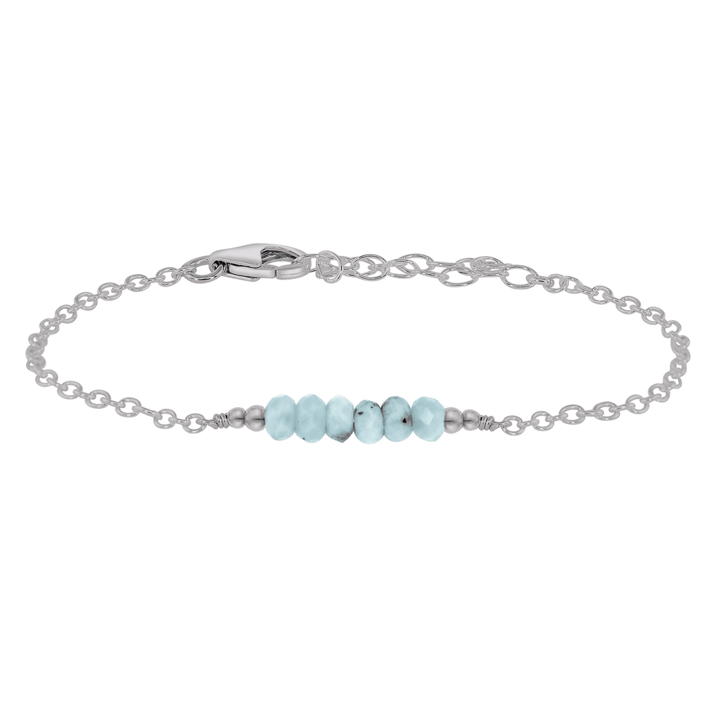 Sparkling Blue Larimar Gemstone Faceted Bead Bar Bracelet - Sparkling Blue Larimar Gemstone Faceted Bead Bar Bracelet - Stainless Steel - Luna Tide Handmade Crystal Jewellery