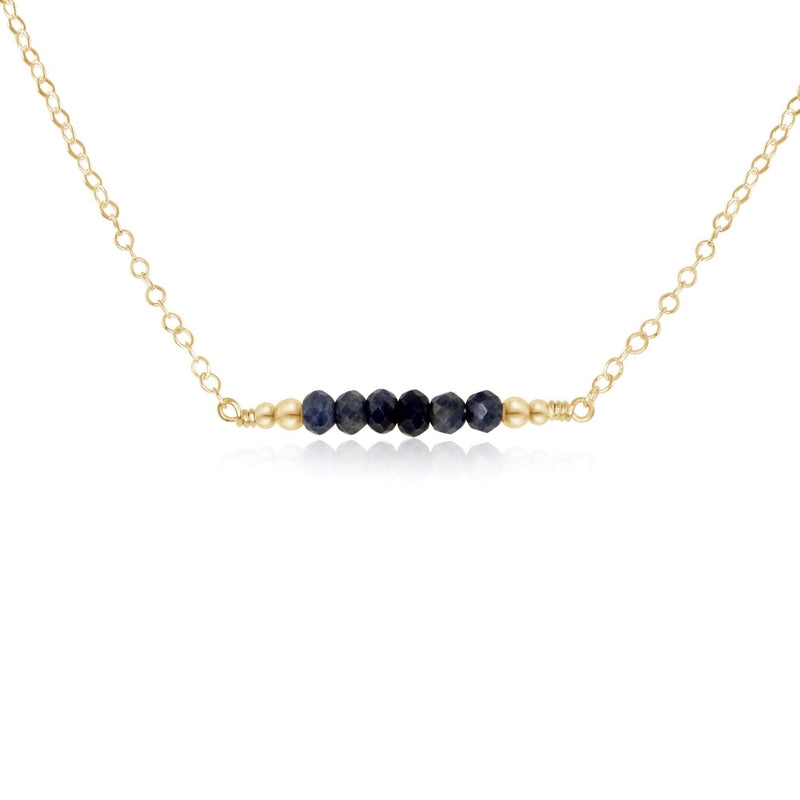 Faceted Bead Bar Necklace - Sapphire - 14K Gold Fill - Luna Tide Handmade Jewellery