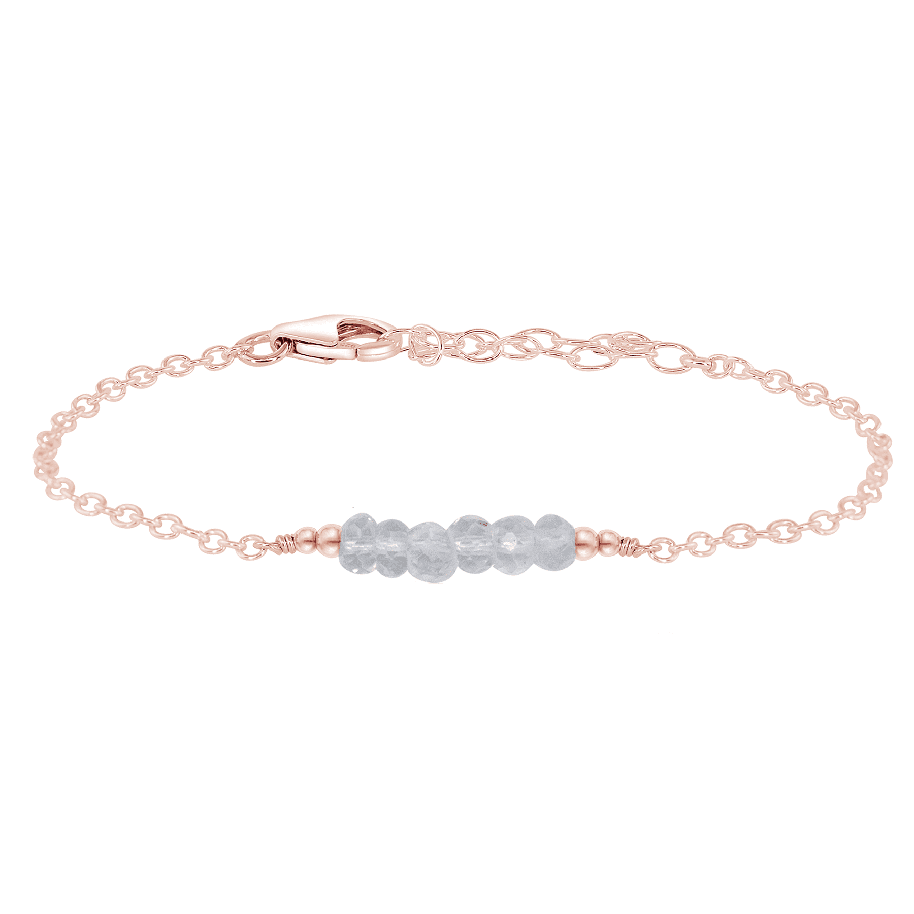 Sparkling Crystal Quartz Gemstone Faceted Bead Bar Bracelet - Sparkling Crystal Quartz Gemstone Faceted Bead Bar Bracelet - 14k Rose Gold Fill - Luna Tide Handmade Crystal Jewellery