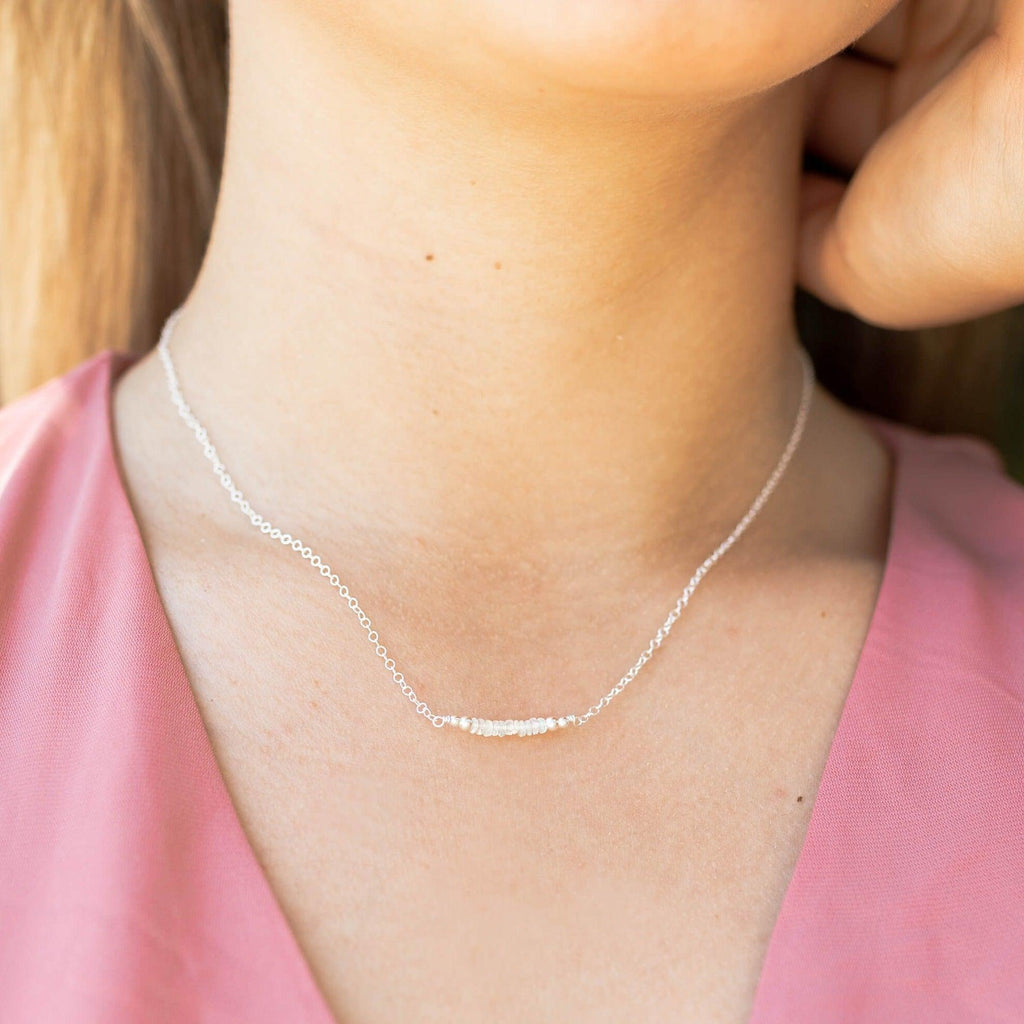 Sparkling Ethiopian Opal Faceted Bead Bar Necklace - Sparkling Ethiopian Opal Faceted Bead Bar Necklace - 14k Gold Fill - Luna Tide Handmade Crystal Jewellery