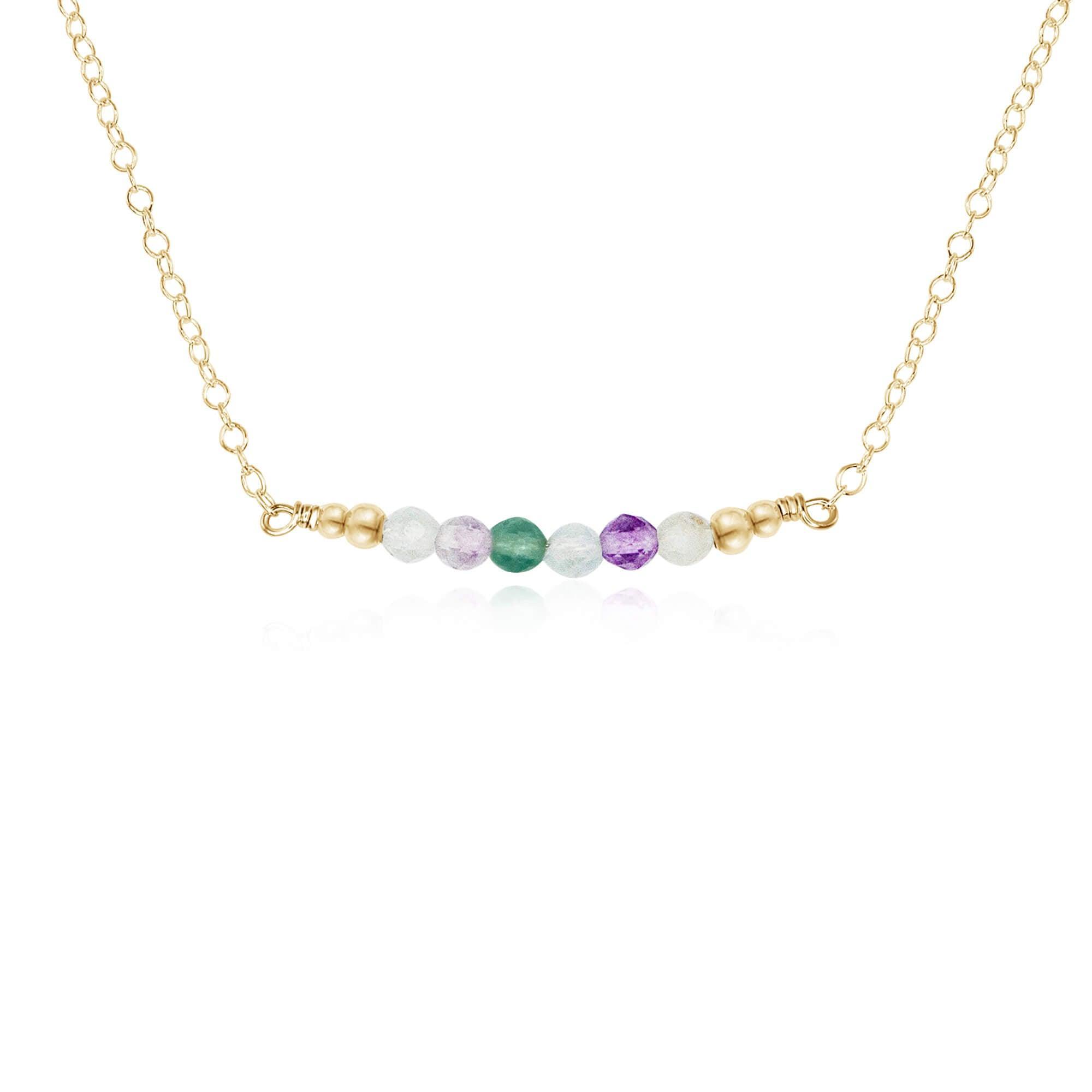 Sparkling Fluorite Faceted Bead Bar Necklace - Sparkling Fluorite Faceted Bead Bar Necklace - 14k Gold Fill - Luna Tide Handmade Crystal Jewellery