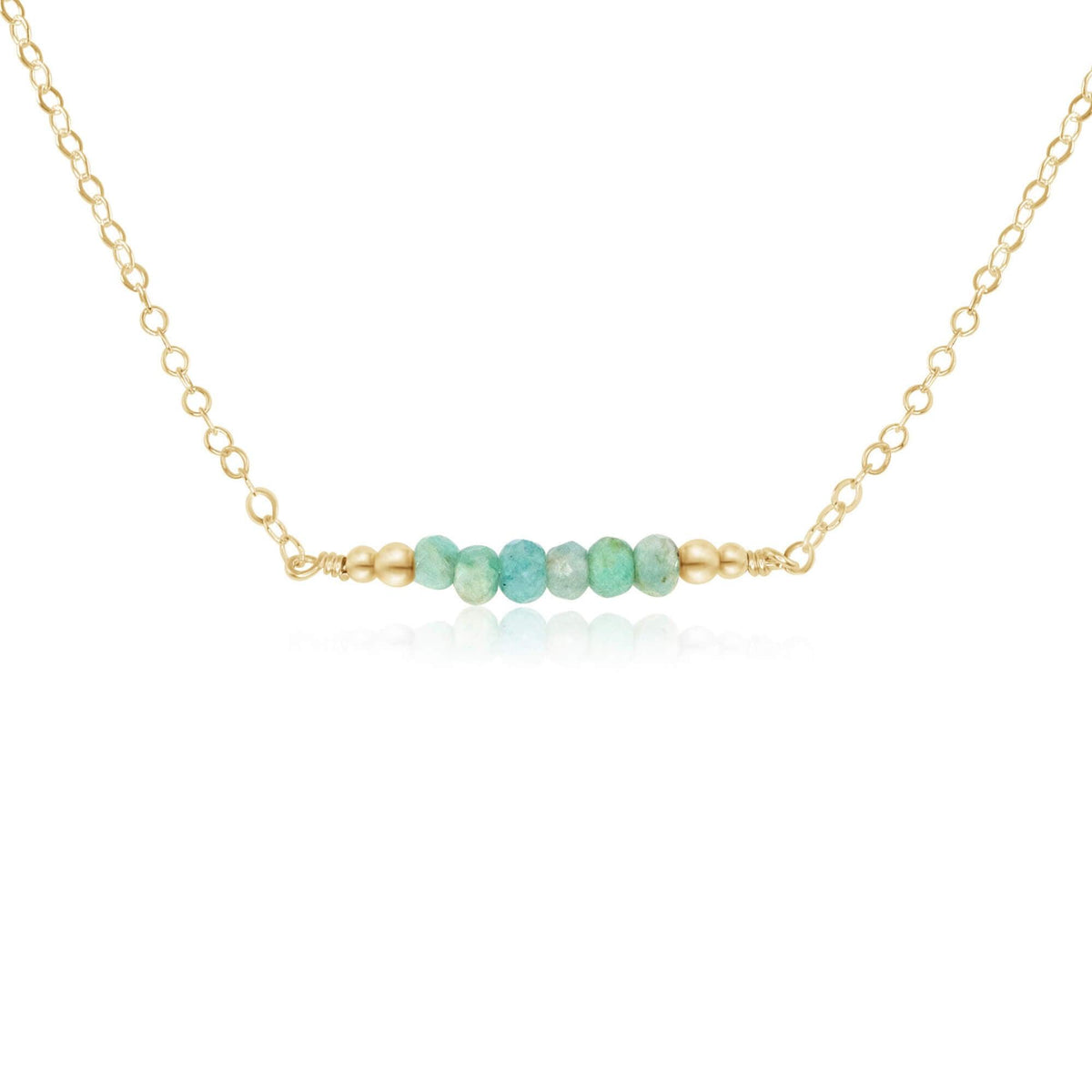 Faceted Bead Bar Necklace - Amazonite - 14K Gold Fill - Luna Tide Handmade Jewellery