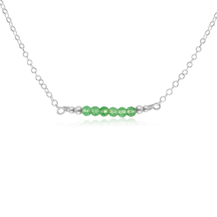 Sparkling Green Aventurine Faceted Bead Bar Necklace - Sparkling Green Aventurine Faceted Bead Bar Necklace - Sterling Silver - Luna Tide Handmade Crystal Jewellery
