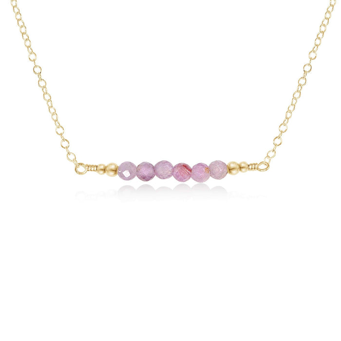 Sparkling Kunzite Faceted Bead Bar Necklace - Sparkling Kunzite Faceted Bead Bar Necklace - 14k Gold Fill - Luna Tide Handmade Crystal Jewellery