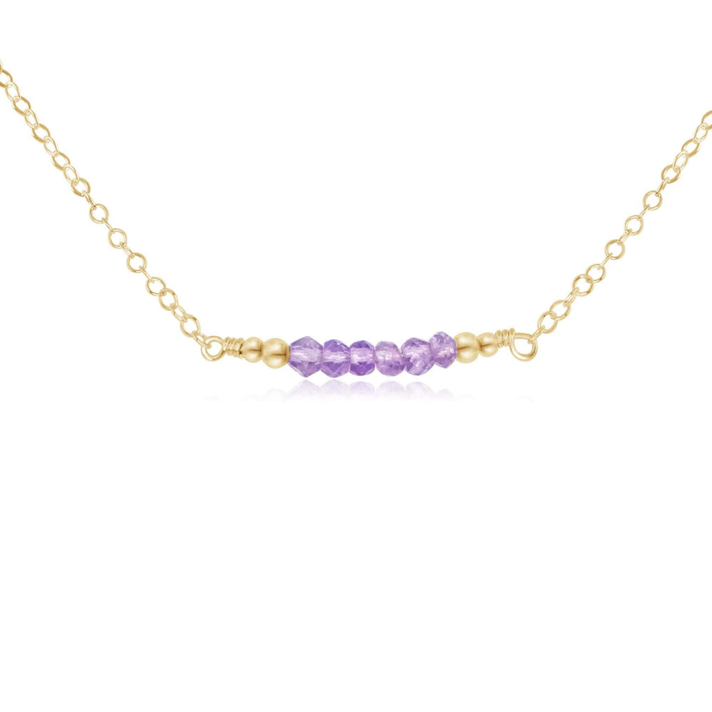 Sparkling Lavender Amethyst Faceted Bead Bar Necklace - Sparkling Lavender Amethyst Faceted Bead Bar Necklace - 14k Gold Fill - Luna Tide Handmade Crystal Jewellery