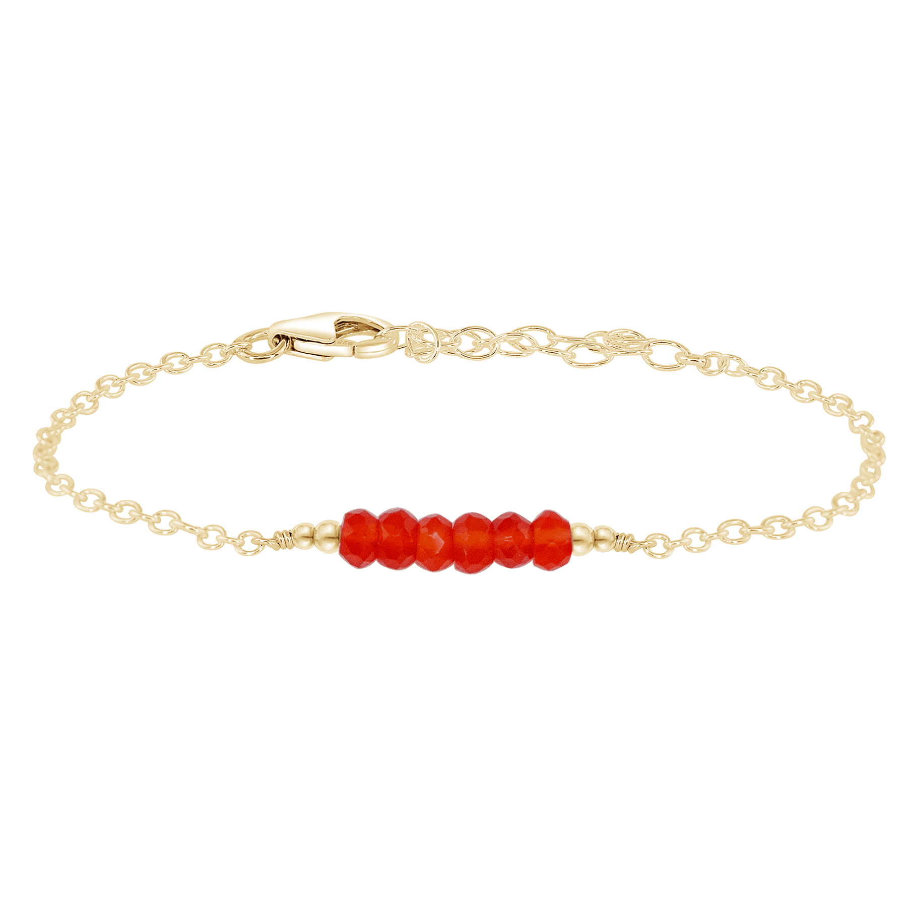 Sparkling Orange Carnelian Gemstone Faceted Bead Bar Bracelet - Sparkling Orange Carnelian Gemstone Faceted Bead Bar Bracelet - 14k Gold Fill - Luna Tide Handmade Crystal Jewellery