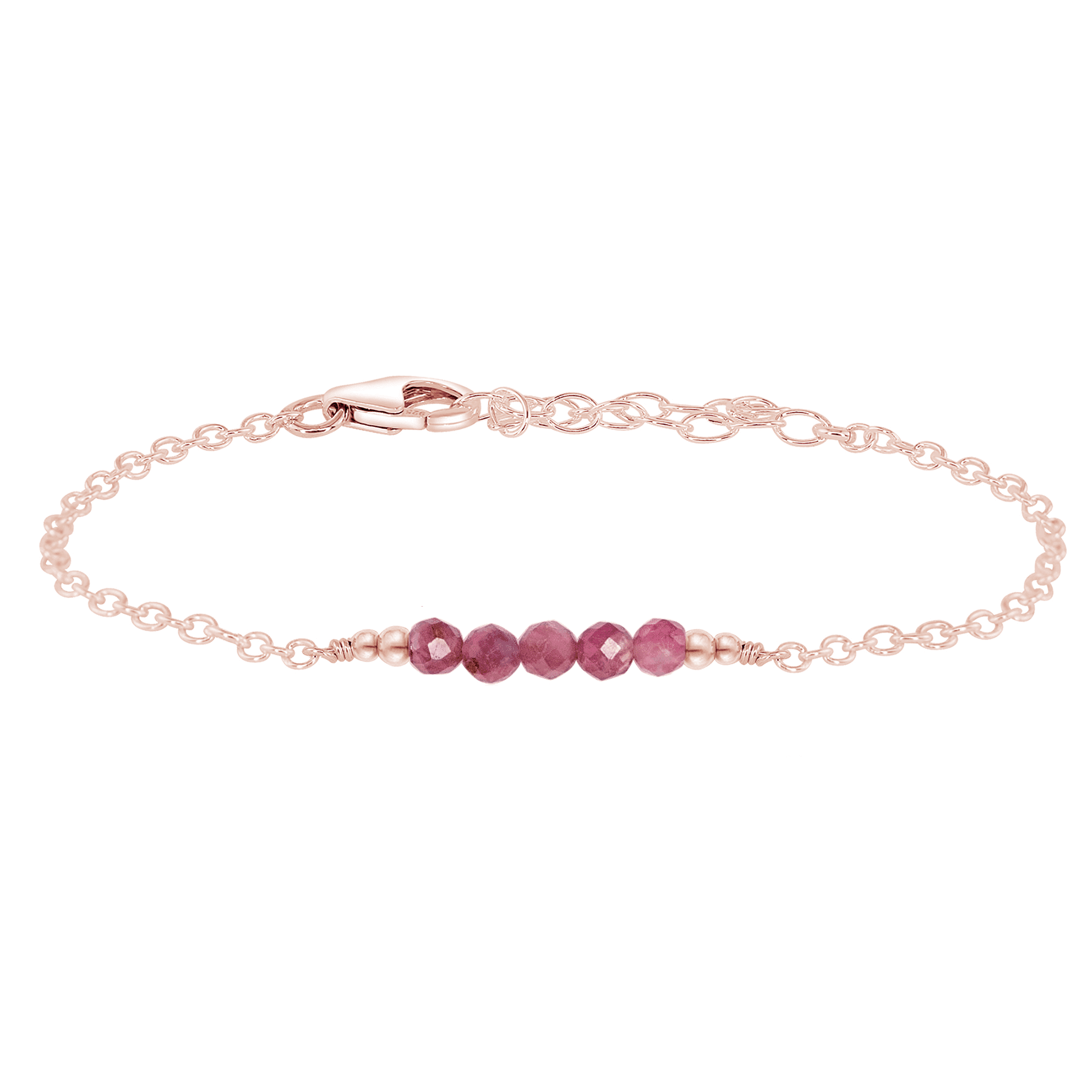 Sparkling Pink Tourmaline Gemstone Faceted Bead Bar Bracelet - Sparkling Pink Tourmaline Gemstone Faceted Bead Bar Bracelet - 14k Rose Gold Fill - Luna Tide Handmade Crystal Jewellery