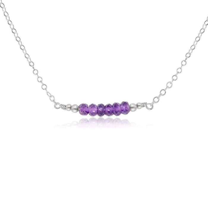 Sparkling Purple Amethyst Faceted Bead Bar Necklace - Sparkling Purple Amethyst Faceted Bead Bar Necklace - Sterling Silver - Luna Tide Handmade Crystal Jewellery