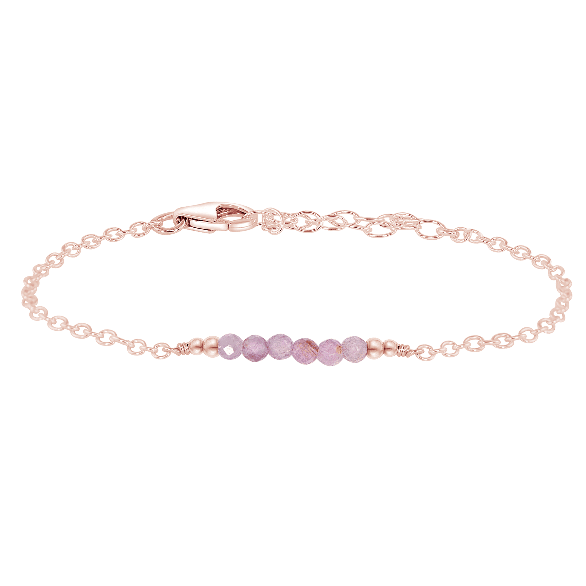 Sparkling Purple Kunzite Gemstone Faceted Bead Bar Bracelet - Sparkling Purple Kunzite Gemstone Faceted Bead Bar Bracelet - 14k Rose Gold Fill - Luna Tide Handmade Crystal Jewellery