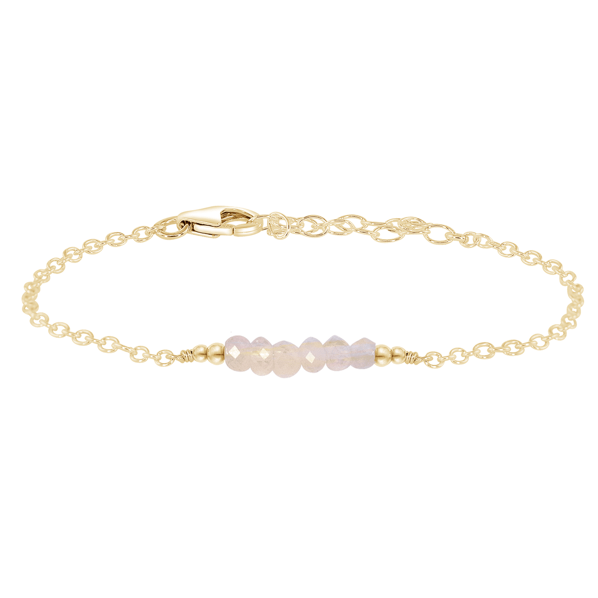 Faceted Bead Bar Bracelet - Rainbow Moonstone - 14K Gold Fill - Luna Tide Handmade Jewellery