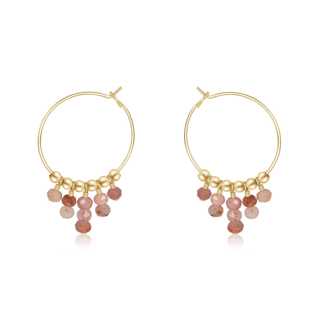 Sunstone Statement Hoop Earrings - Sunstone Statement Hoop Earrings - 14k Gold Fill - Luna Tide Handmade Crystal Jewellery