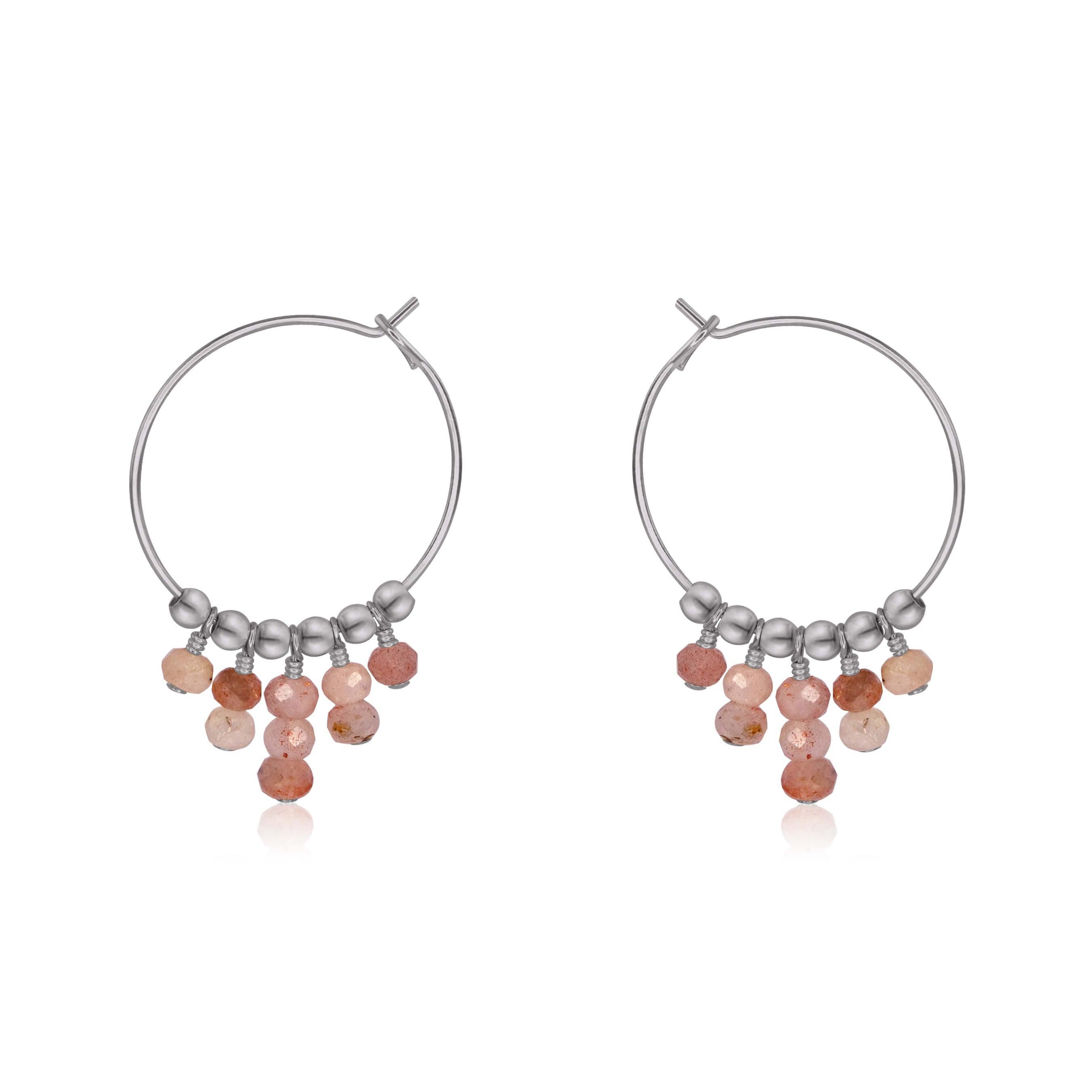 Sunstone Statement Hoop Earrings - Sunstone Statement Hoop Earrings - Stainless Steel - Luna Tide Handmade Crystal Jewellery