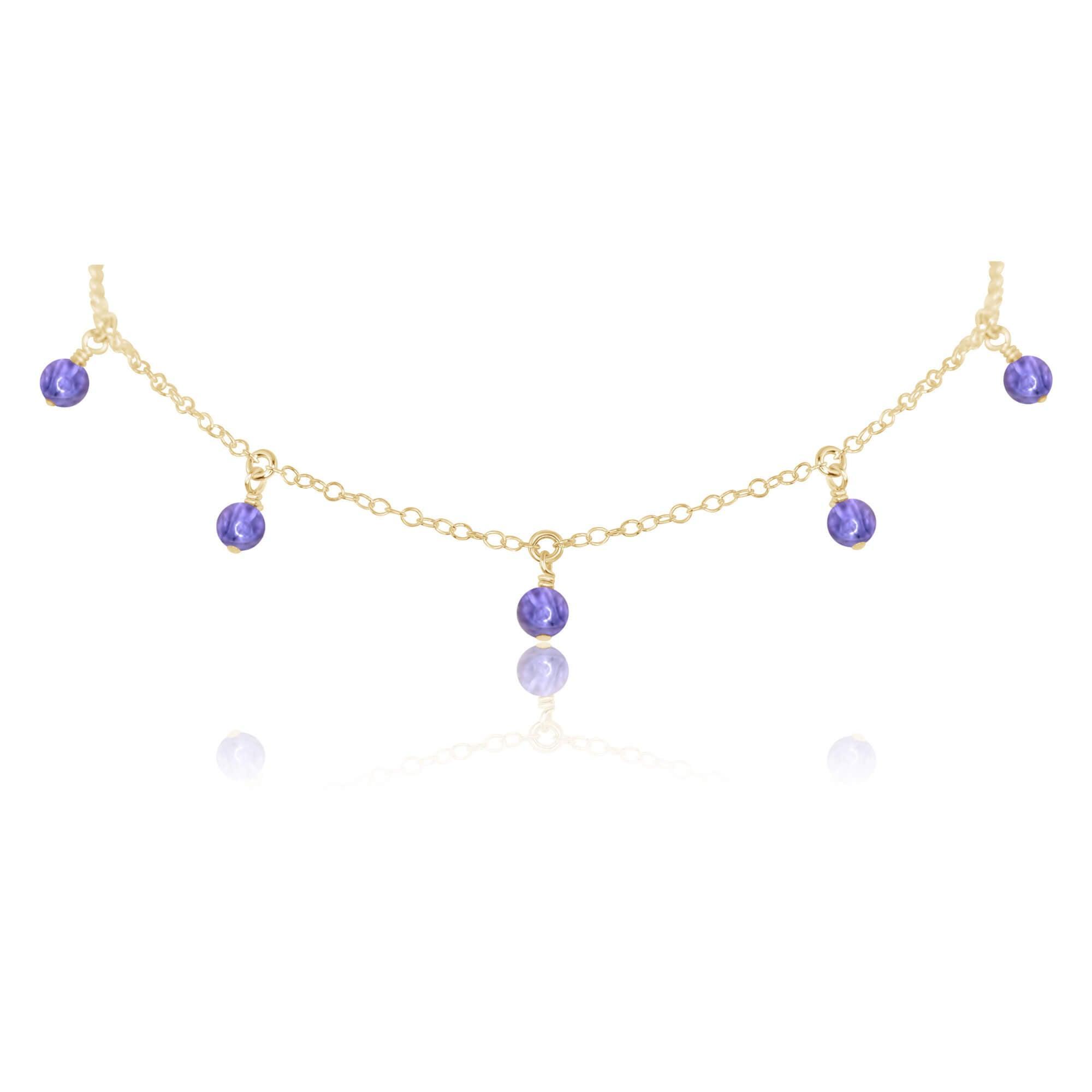 Tanzanite Bead Drop Choker - Tanzanite Bead Drop Choker - 14k Gold Fill - Luna Tide Handmade Crystal Jewellery