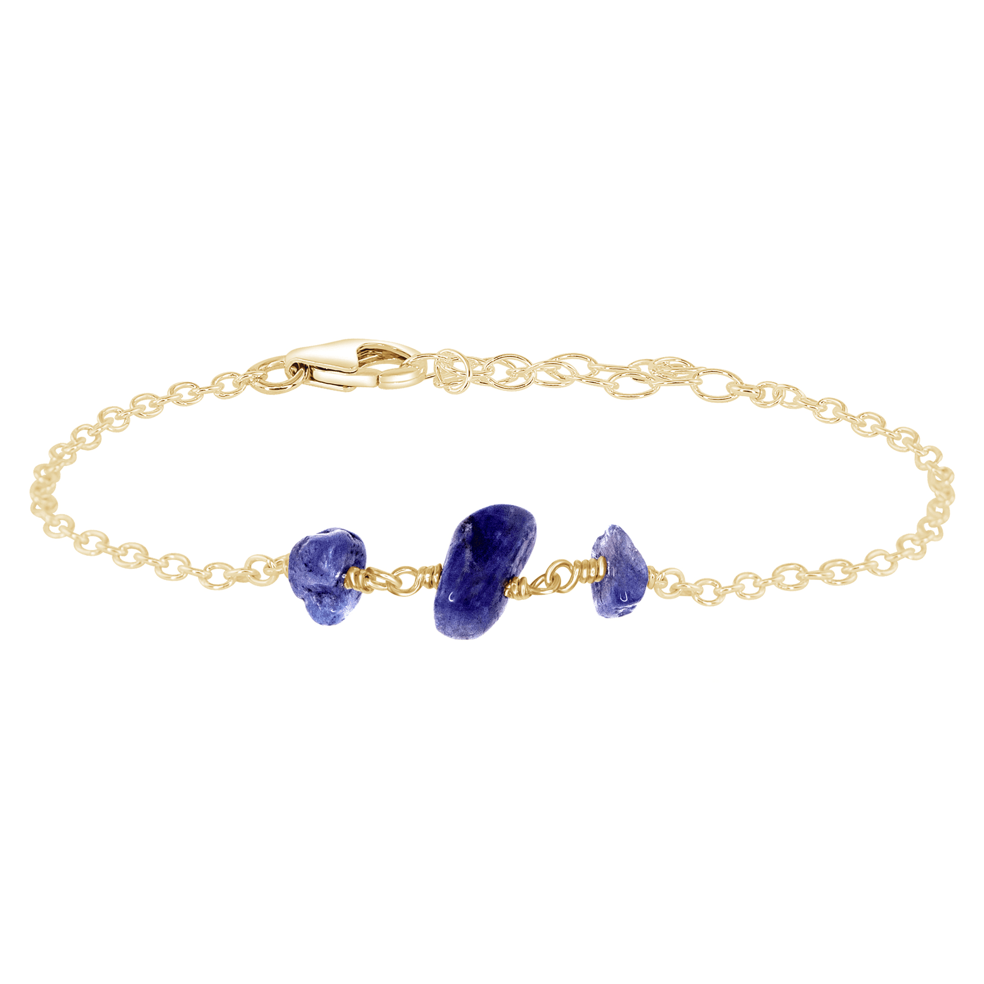 Tanzanite Beaded Chain Bracelet - Tanzanite Beaded Chain Bracelet - 14k Gold Fill - Luna Tide Handmade Crystal Jewellery