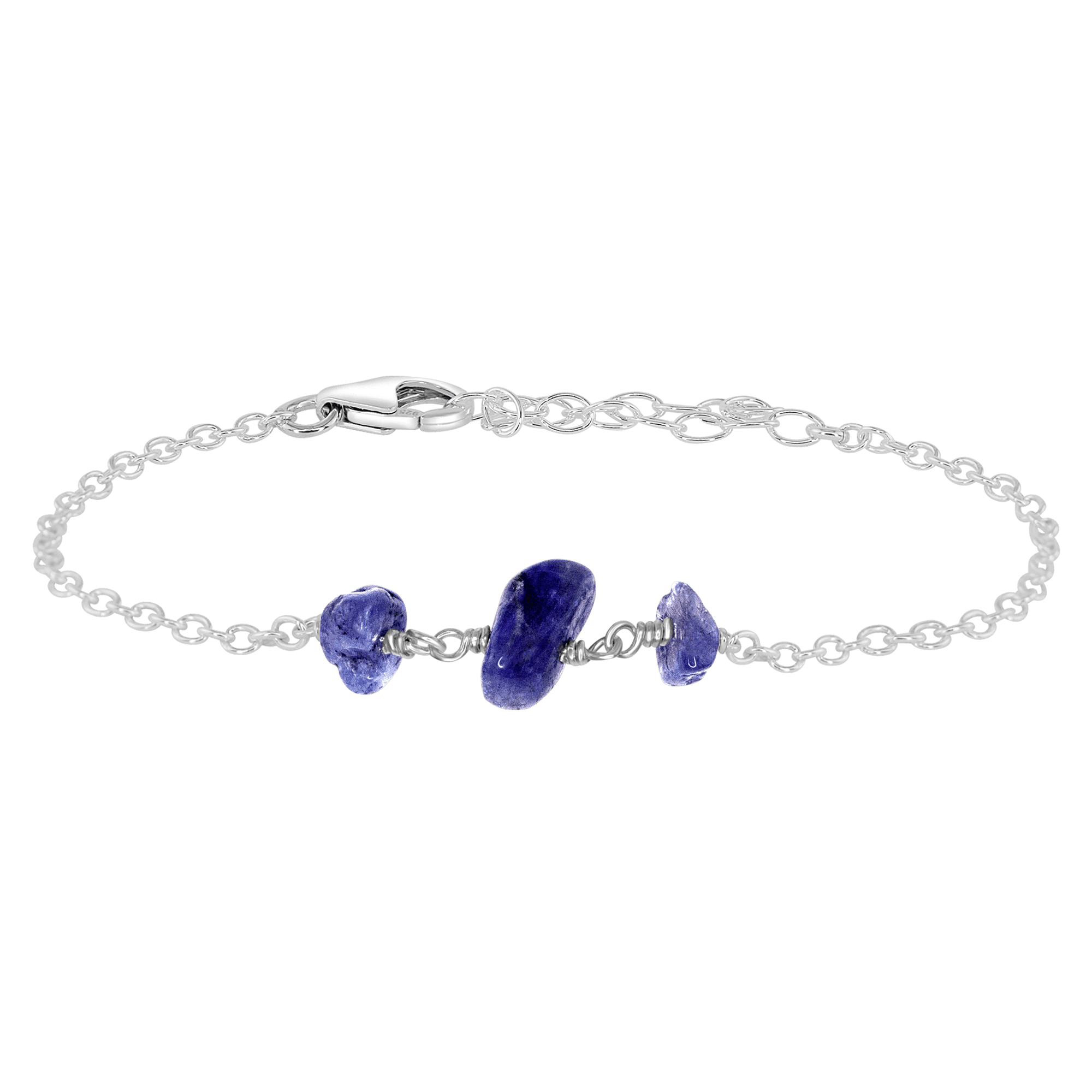 Tanzanite Beaded Chain Bracelet - Tanzanite Beaded Chain Bracelet - Sterling Silver - Luna Tide Handmade Crystal Jewellery