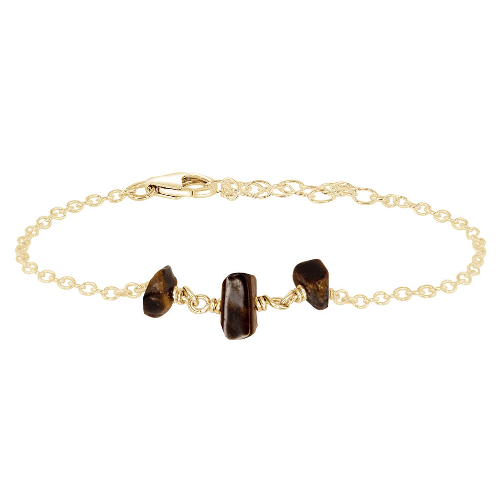 Tiger's Eye Beaded Chain Bracelet - Tiger's Eye Beaded Chain Bracelet - 14k Gold Fill - Luna Tide Handmade Crystal Jewellery