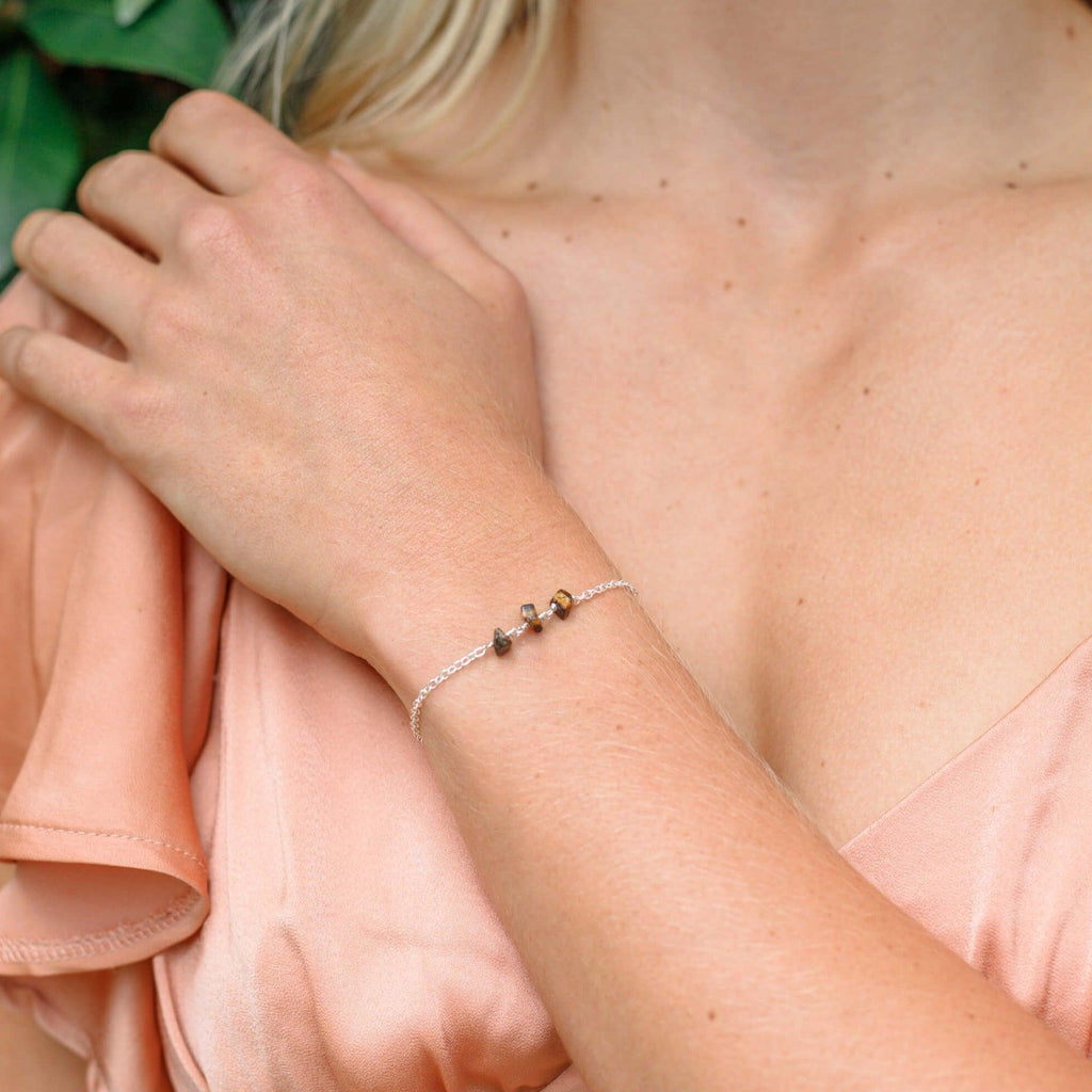 Tiger's Eye Beaded Chain Bracelet - Tiger's Eye Beaded Chain Bracelet - 14k Gold Fill - Luna Tide Handmade Crystal Jewellery