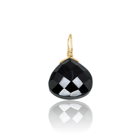 Tiny Black Onyx Teardrop Gemstone Pendant - Tiny Black Onyx Teardrop Gemstone Pendant - 14k Gold Fill - Luna Tide Handmade Crystal Jewellery