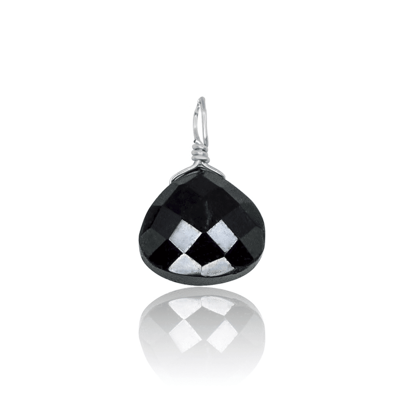 Tiny Black Onyx Teardrop Gemstone Pendant - Tiny Black Onyx Teardrop Gemstone Pendant - Sterling Silver - Luna Tide Handmade Crystal Jewellery