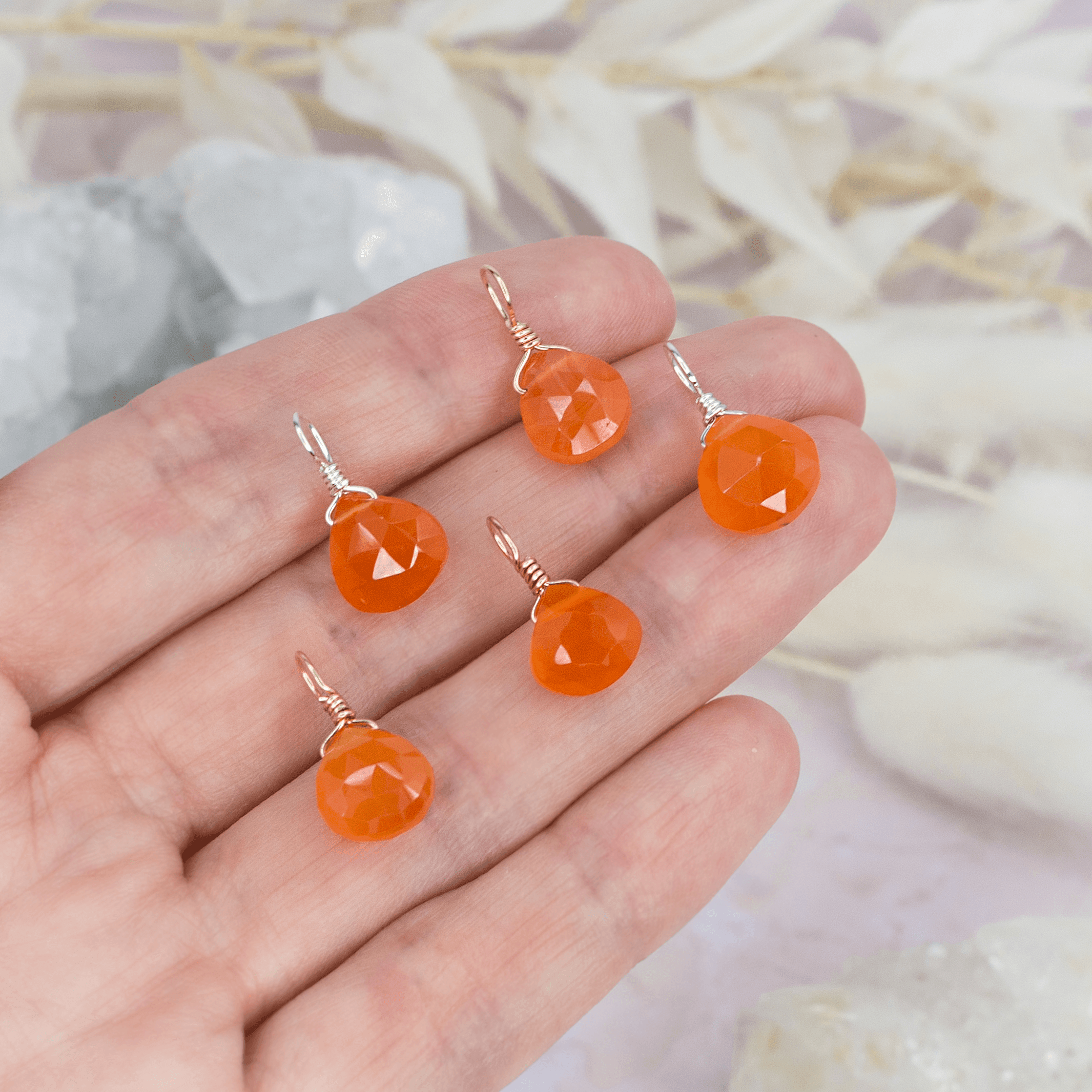 Tiny Carnelian Teardrop Gemstone Pendant - Tiny Carnelian Teardrop Gemstone Pendant - 14k Gold Fill - Luna Tide Handmade Crystal Jewellery