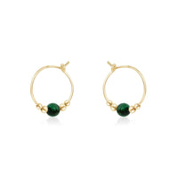 Tiny Green Emerald Gemstone Bead Hoop Earrings - Tiny Green Emerald Gemstone Bead Hoop Earrings - 14k Gold Fill - Luna Tide Handmade Crystal Jewellery