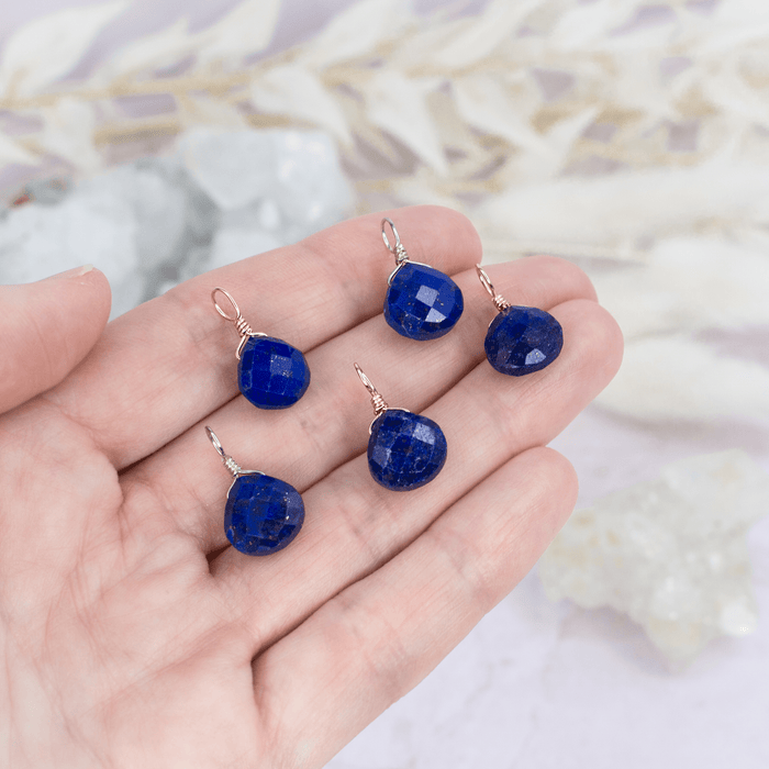 Tiny Lapis Lazuli Teardrop Gemstone Pendant - Tiny Lapis Lazuli Teardrop Gemstone Pendant - Sterling Silver - Luna Tide Handmade Crystal Jewellery