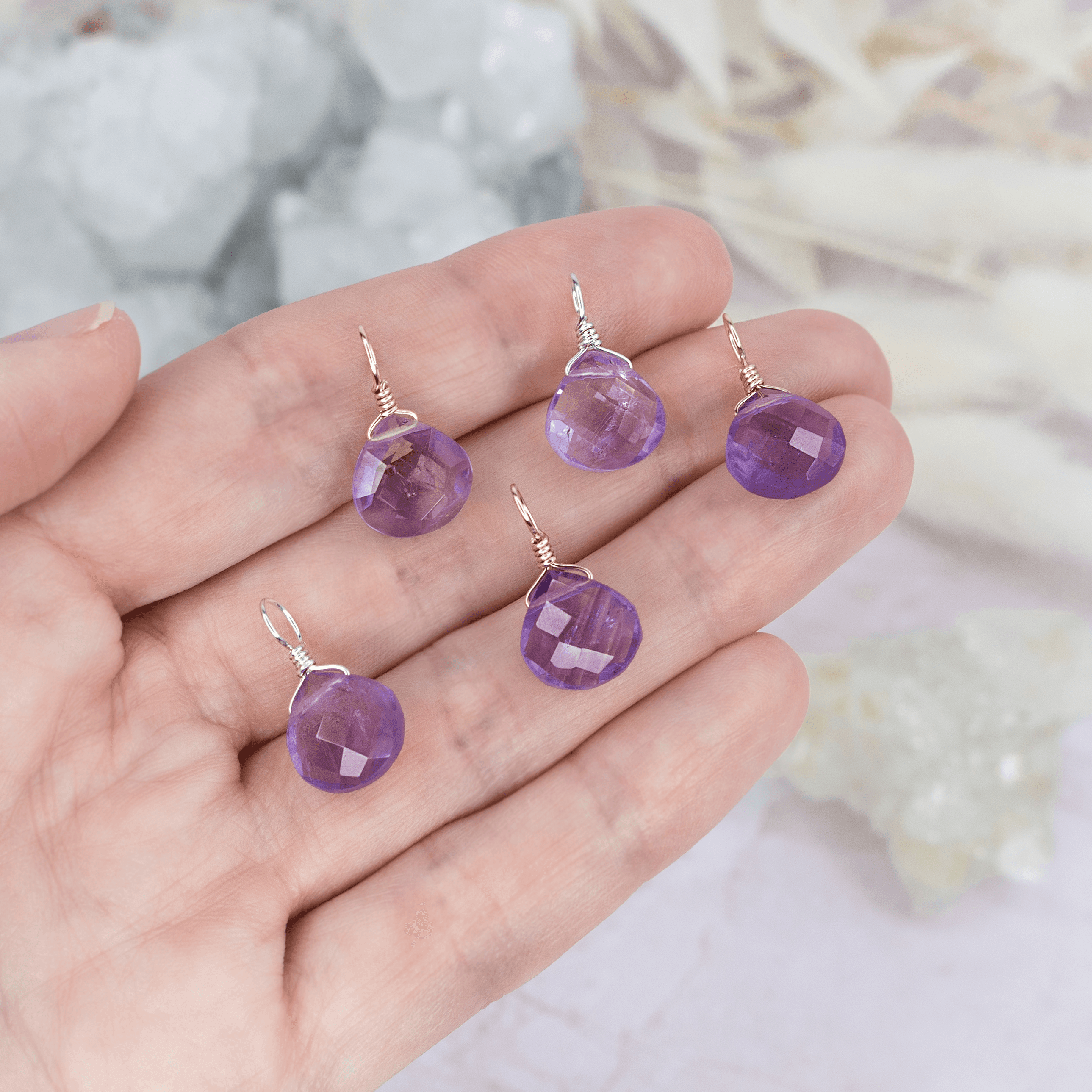 Tiny Pink Amethyst Teardrop Gemstone Pendant - Tiny Pink Amethyst Teardrop Gemstone Pendant - Sterling Silver - Luna Tide Handmade Crystal Jewellery