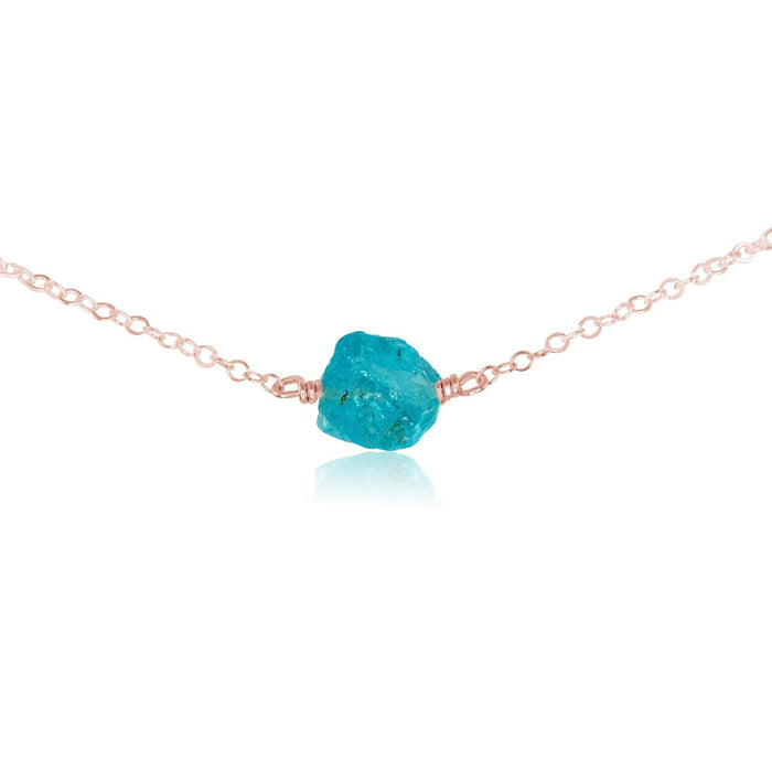 Tiny Raw Apatite Crystal Nugget Choker - Tiny Raw Apatite Crystal Nugget Choker - 14k Rose Gold Fill - Luna Tide Handmade Crystal Jewellery