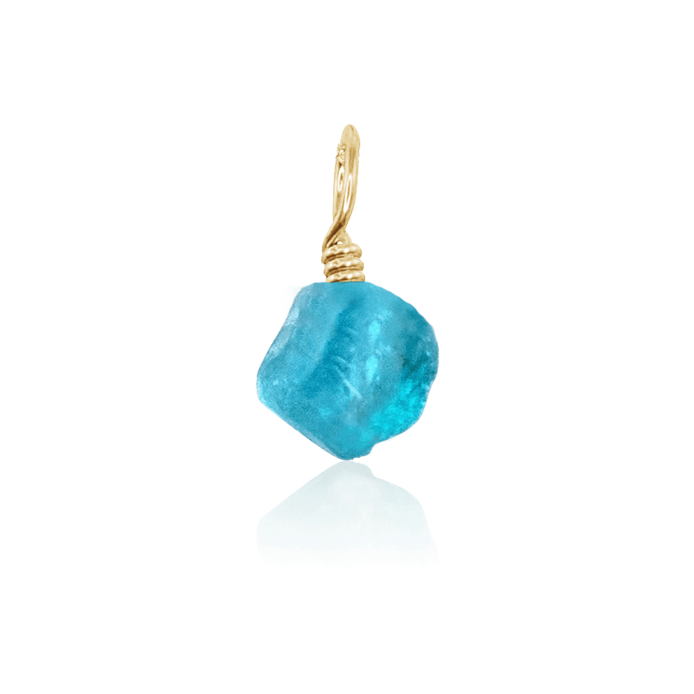 Tiny Raw Apatite Crystal Pendant - Tiny Raw Apatite Crystal Pendant - 14k Gold Fill - Luna Tide Handmade Crystal Jewellery