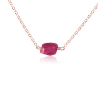 Raw Nugget Necklace - Ruby - 14K Rose Gold Fill - Luna Tide Handmade Jewellery