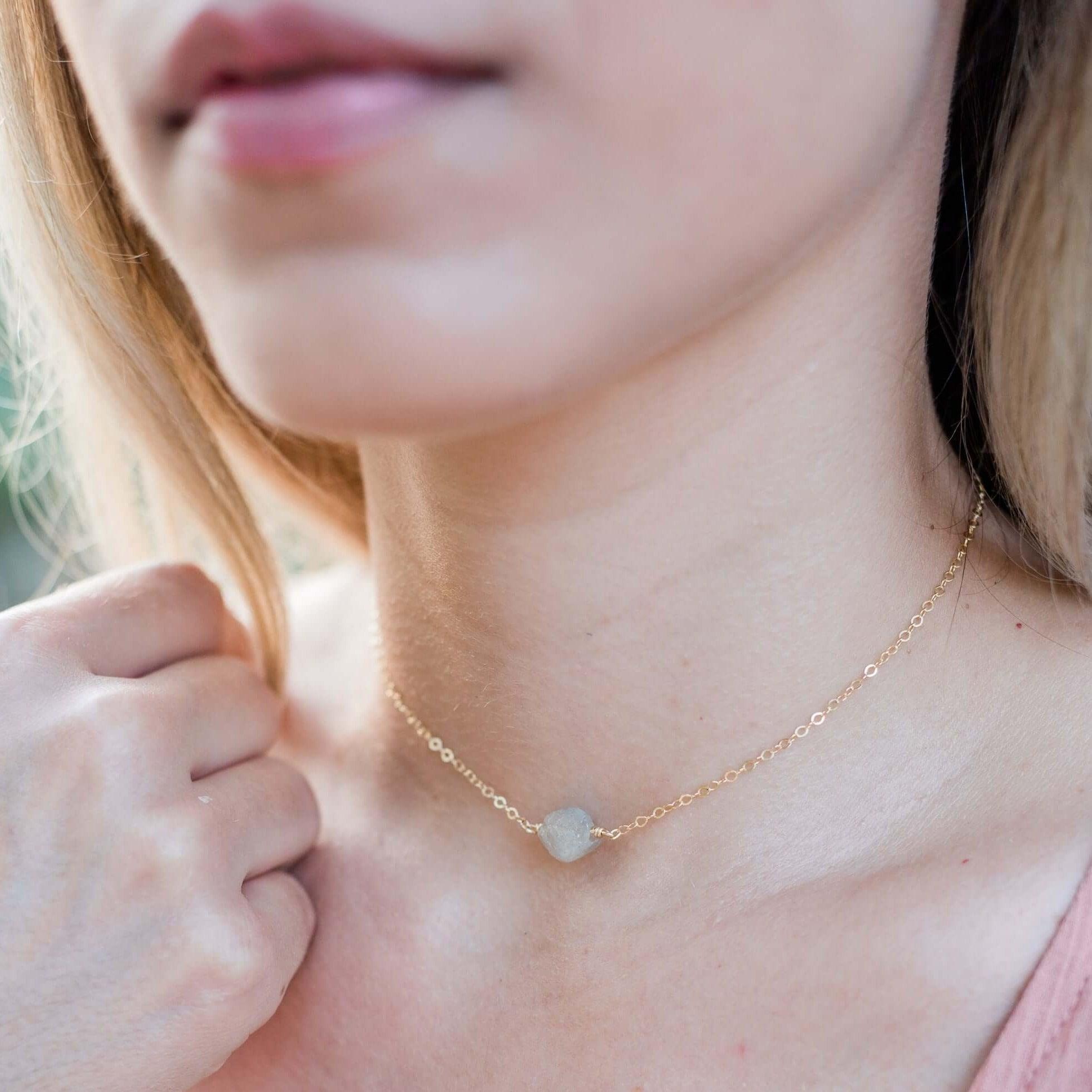 Tiny Raw Labradorite Crystal Nugget Choker - Tiny Raw Labradorite Crystal Nugget Choker - Sterling Silver - Luna Tide Handmade Crystal Jewellery