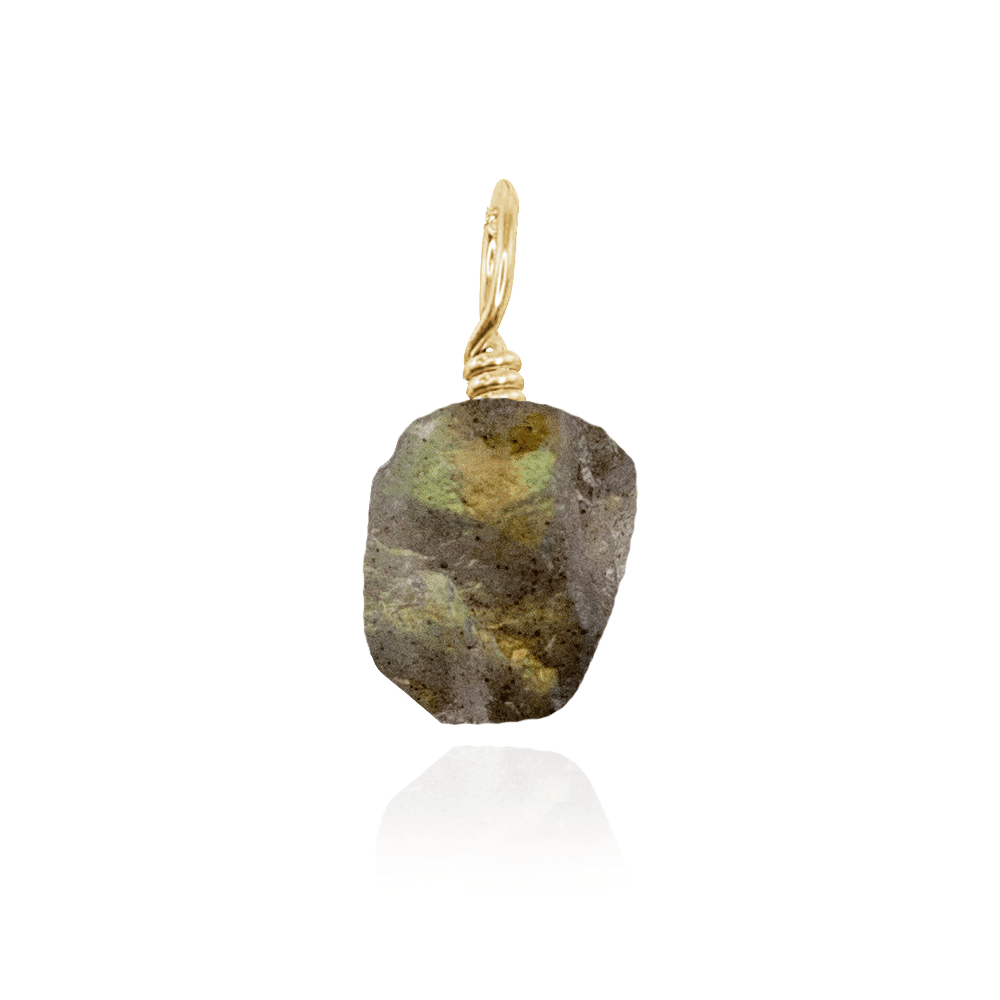 Tiny Raw Labradorite Crystal Pendant - Tiny Raw Labradorite Crystal Pendant - 14k Gold Fill - Luna Tide Handmade Crystal Jewellery