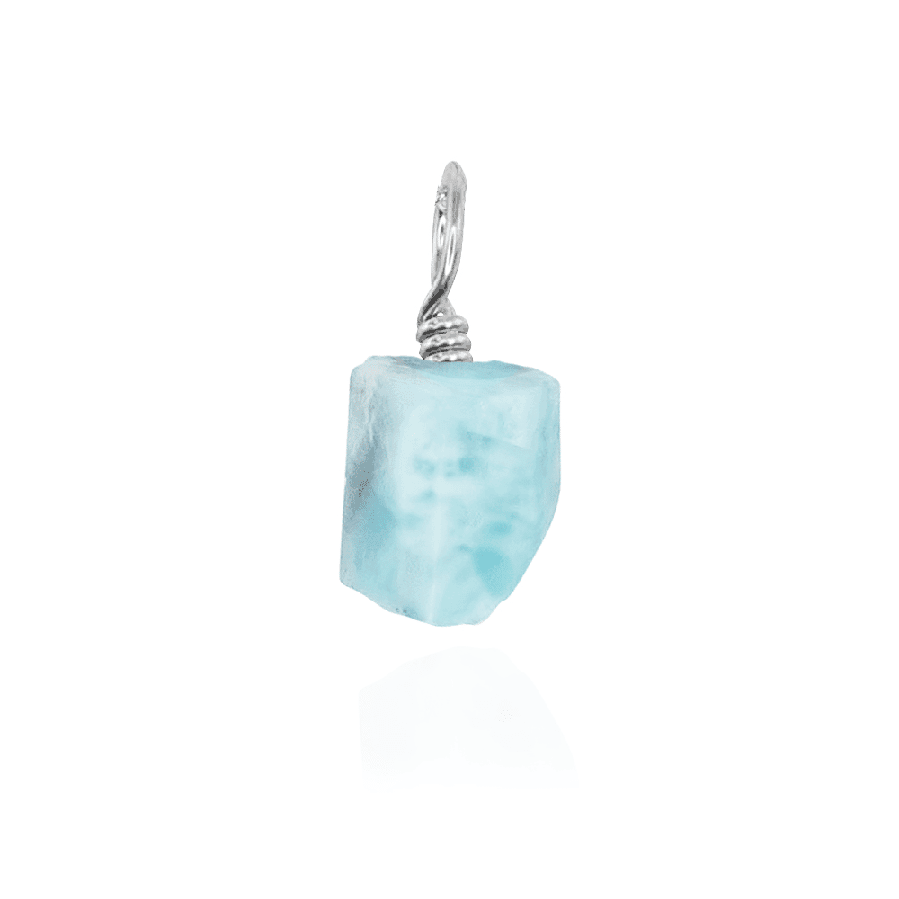 Tiny Raw Larimar Crystal Pendant - Tiny Raw Larimar Crystal Pendant - Sterling Silver - Luna Tide Handmade Crystal Jewellery