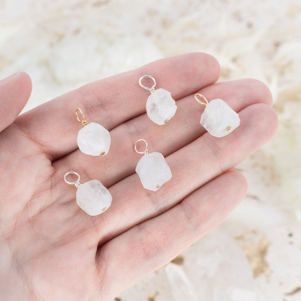 Tiny Raw Rainbow Moonstone Crystal Pendant - Tiny Raw Rainbow Moonstone Crystal Pendant - 14k Gold Fill - Luna Tide Handmade Crystal Jewellery