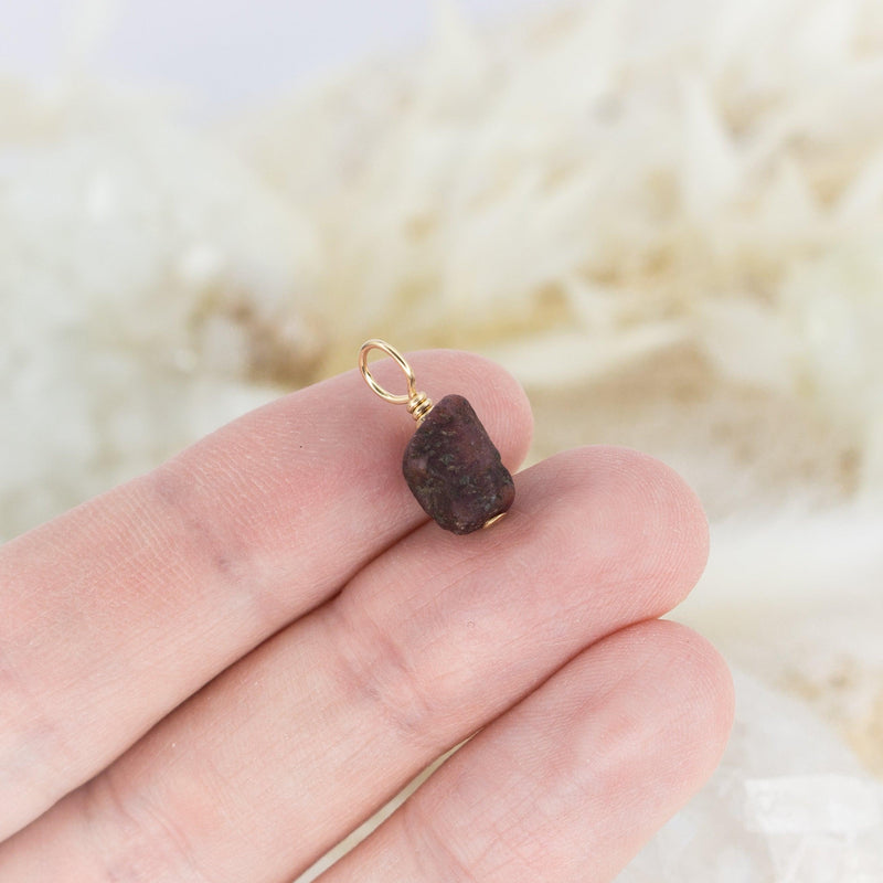 Tiny Raw Ruby Crystal Pendant - Tiny Raw Ruby Crystal Pendant - 14k Gold Fill - Luna Tide Handmade Crystal Jewellery