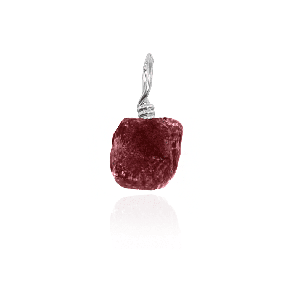 Tiny Raw Ruby Crystal Pendant - Tiny Raw Ruby Crystal Pendant - Sterling Silver - Luna Tide Handmade Crystal Jewellery