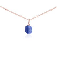 Tiny Rough Kyanite Gemstone Pendant Choker - Tiny Rough Kyanite Gemstone Pendant Choker - 14k Rose Gold Fill / Satellite - Luna Tide Handmade Crystal Jewellery