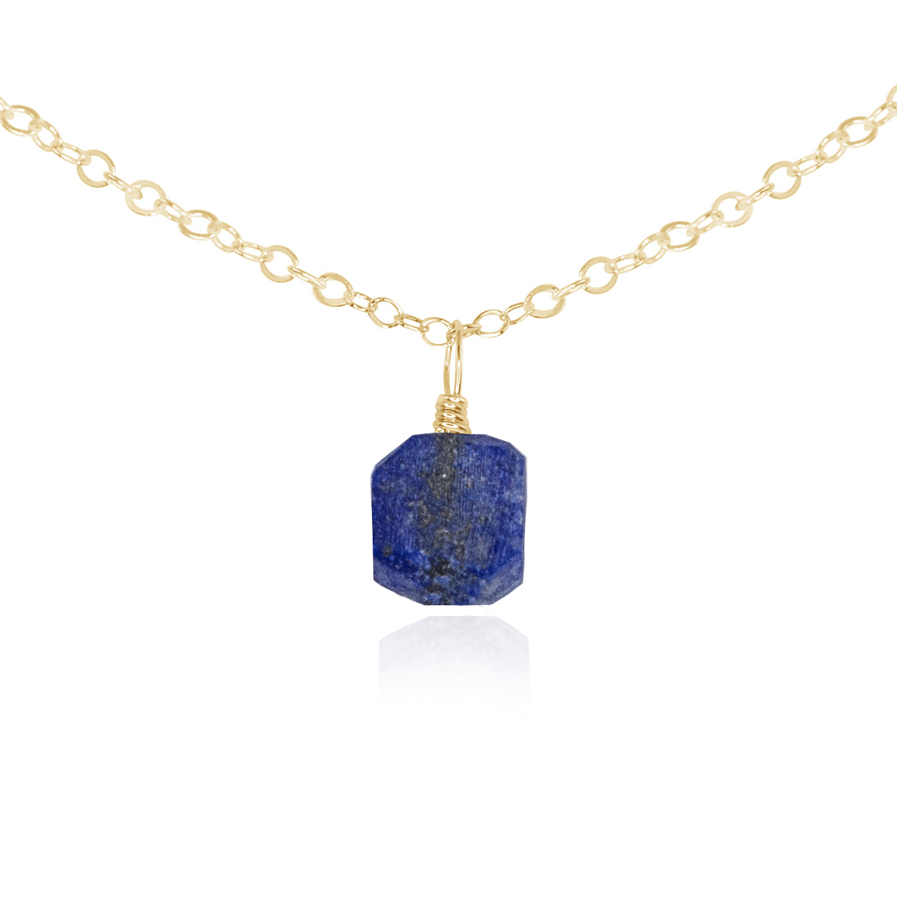Tiny Rough Lapis Lazuli Gemstone Pendant Choker - Tiny Rough Lapis Lazuli Gemstone Pendant Choker - 14k Gold Fill / Cable - Luna Tide Handmade Crystal Jewellery