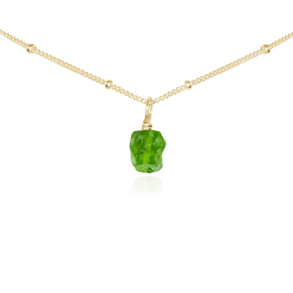Tiny Rough Peridot Gemstone Pendant Choker - Tiny Rough Peridot Gemstone Pendant Choker - 14k Gold Fill / Satellite - Luna Tide Handmade Crystal Jewellery