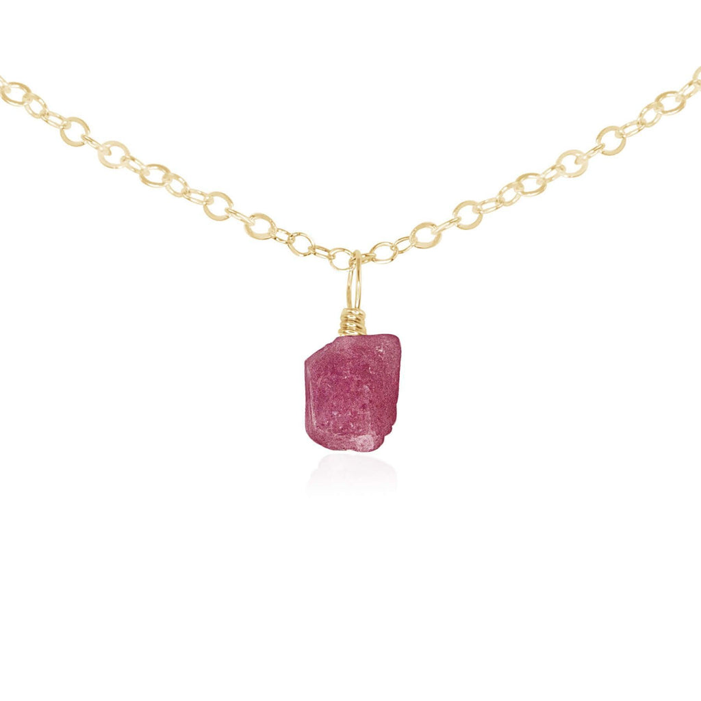 Tiny Rough Pink Tourmaline Gemstone Pendant Choker - Tiny Rough Pink Tourmaline Gemstone Pendant Choker - 14k Gold Fill / Cable - Luna Tide Handmade Crystal Jewellery