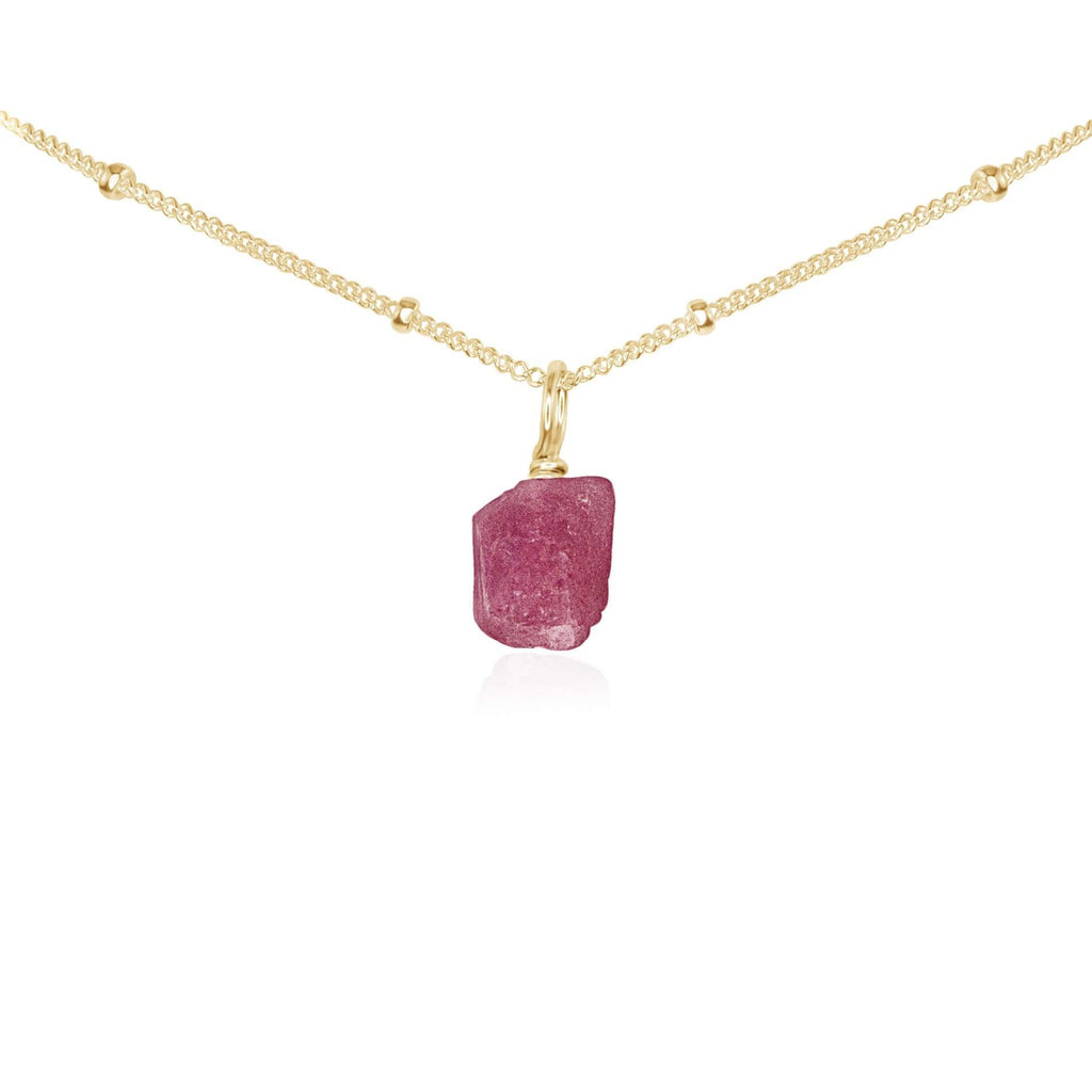 Tiny Rough Pink Tourmaline Gemstone Pendant Choker - Tiny Rough Pink Tourmaline Gemstone Pendant Choker - 14k Gold Fill / Satellite - Luna Tide Handmade Crystal Jewellery