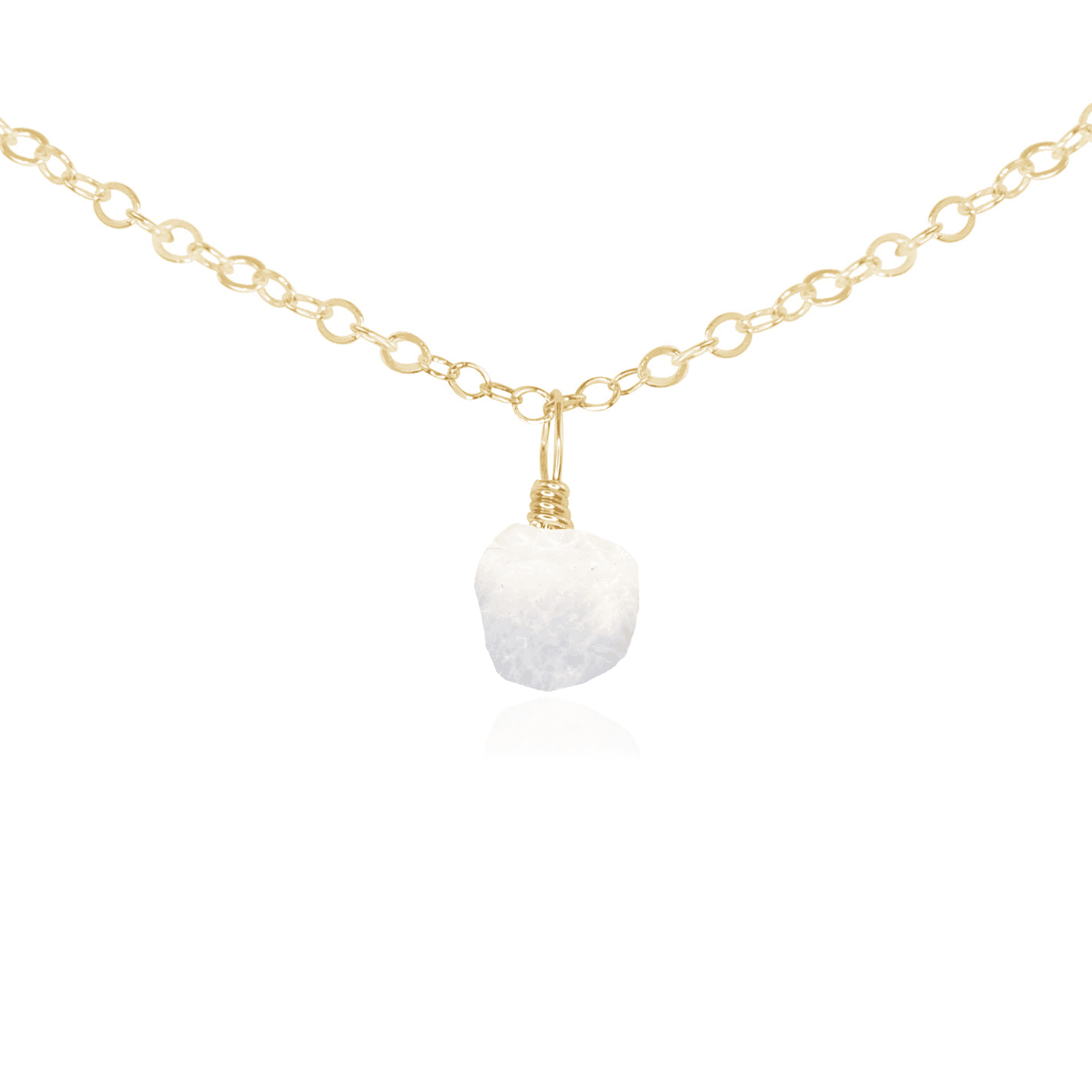 Tiny Rough Rainbow Moonstone Gemstone Pendant Choker - Tiny Rough Rainbow Moonstone Gemstone Pendant Choker - 14k Gold Fill / Cable - Luna Tide Handmade Crystal Jewellery