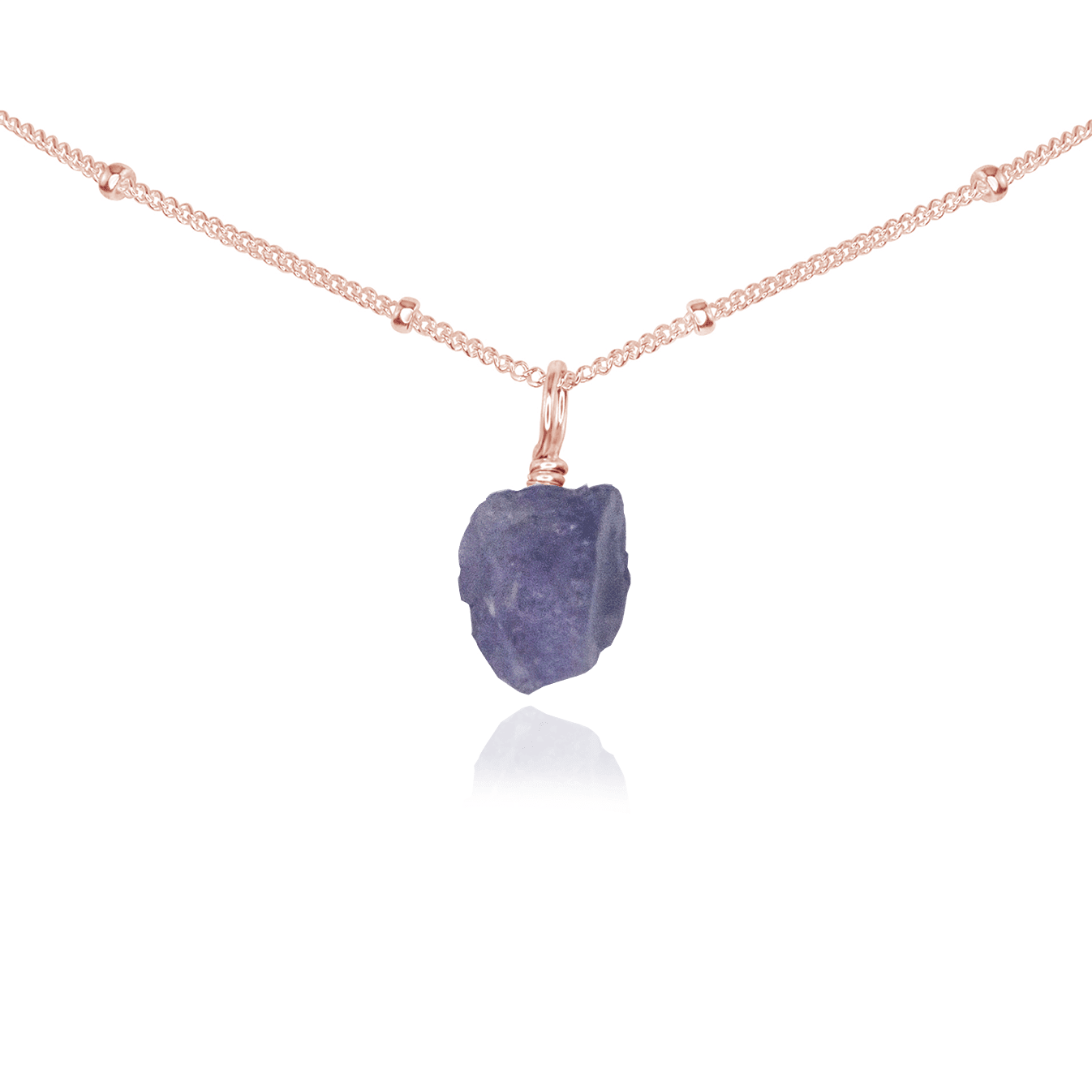 Tiny Rough Tanzanite Gemstone Pendant Choker - Tiny Rough Tanzanite Gemstone Pendant Choker - 14k Rose Gold Fill / Satellite - Luna Tide Handmade Crystal Jewellery